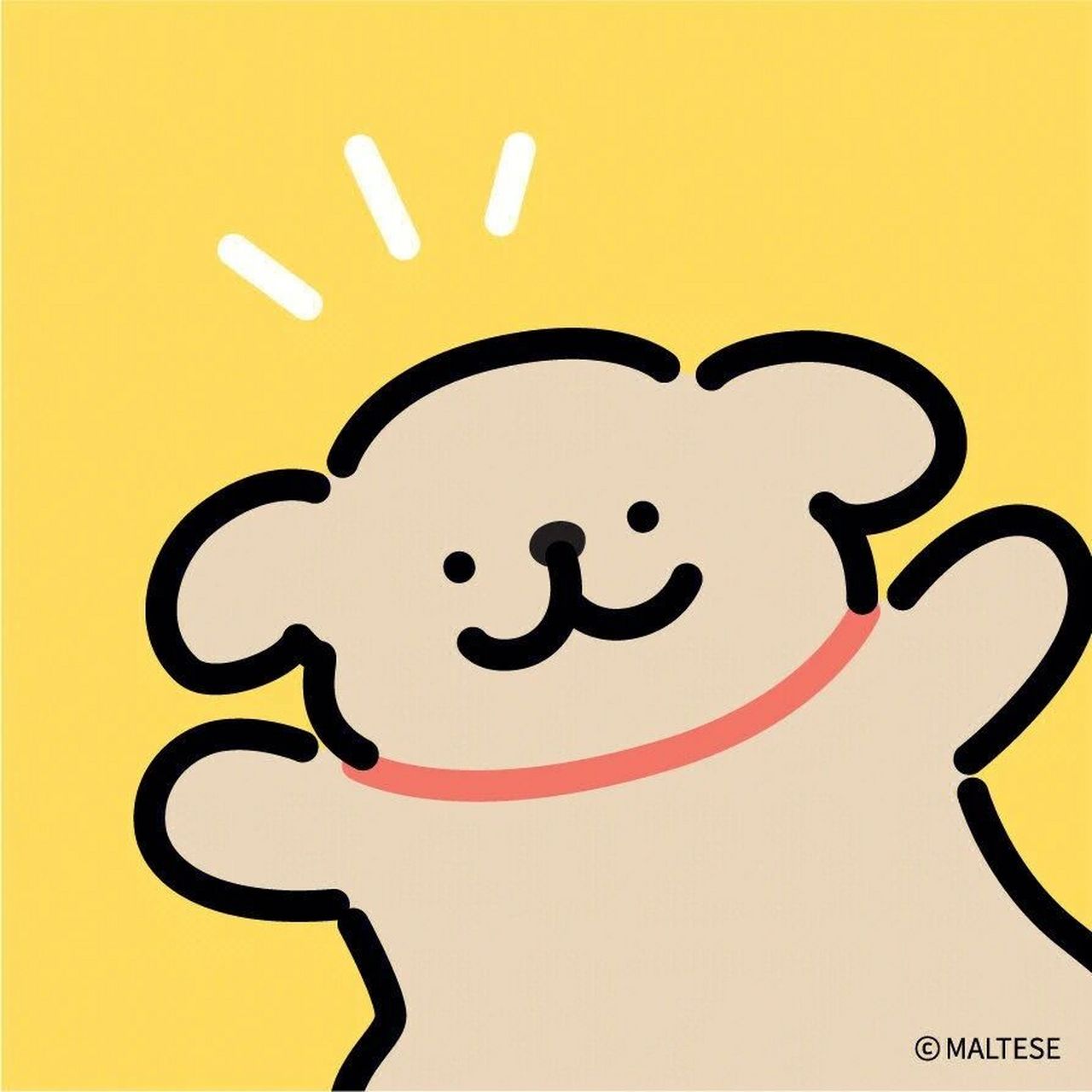 线条小狗棕色小狗 卡哇伊!