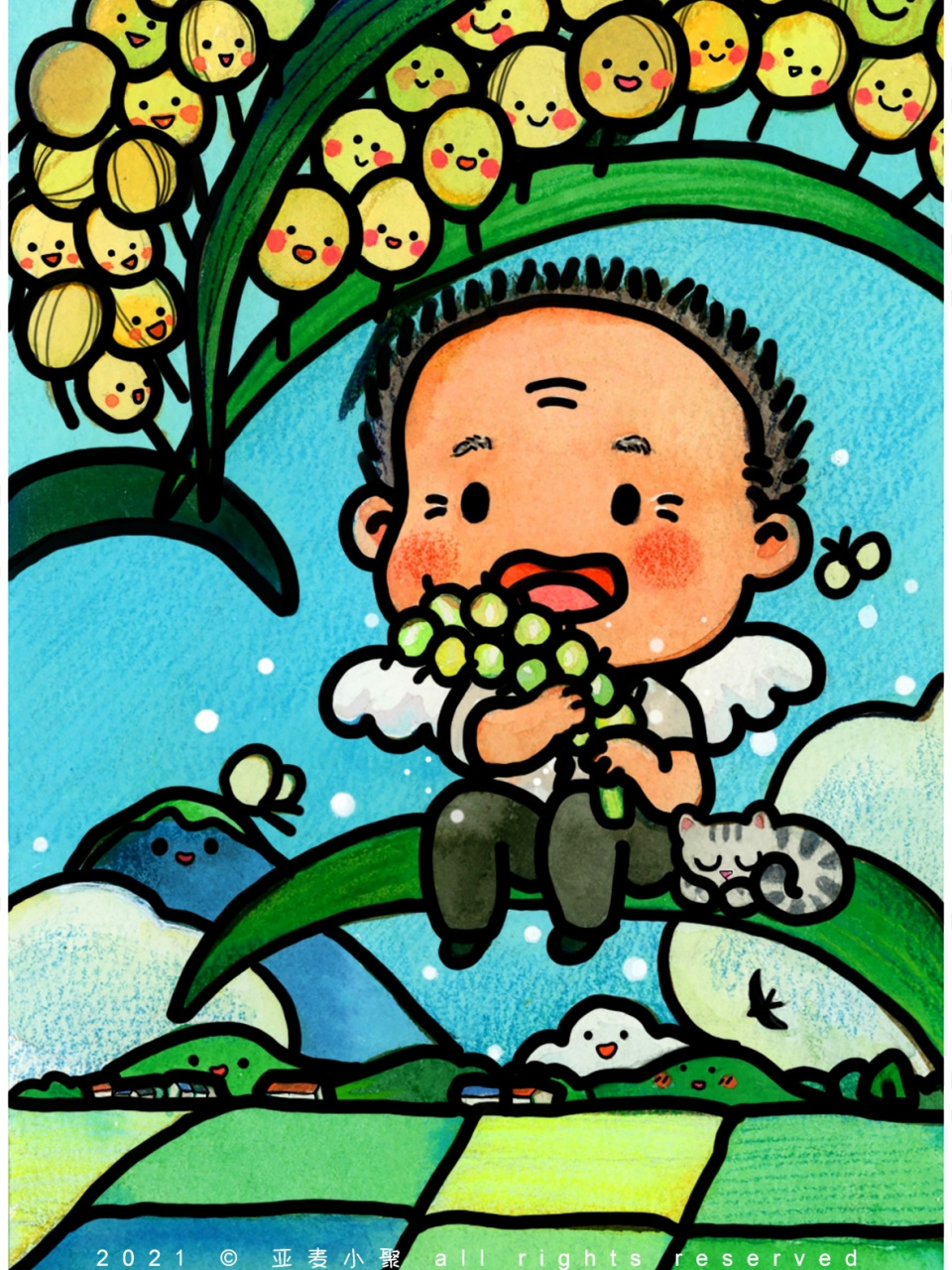 画一张q版禾下乘凉梦,悼念袁爷爷 909090喜看稻菽千层浪,最是