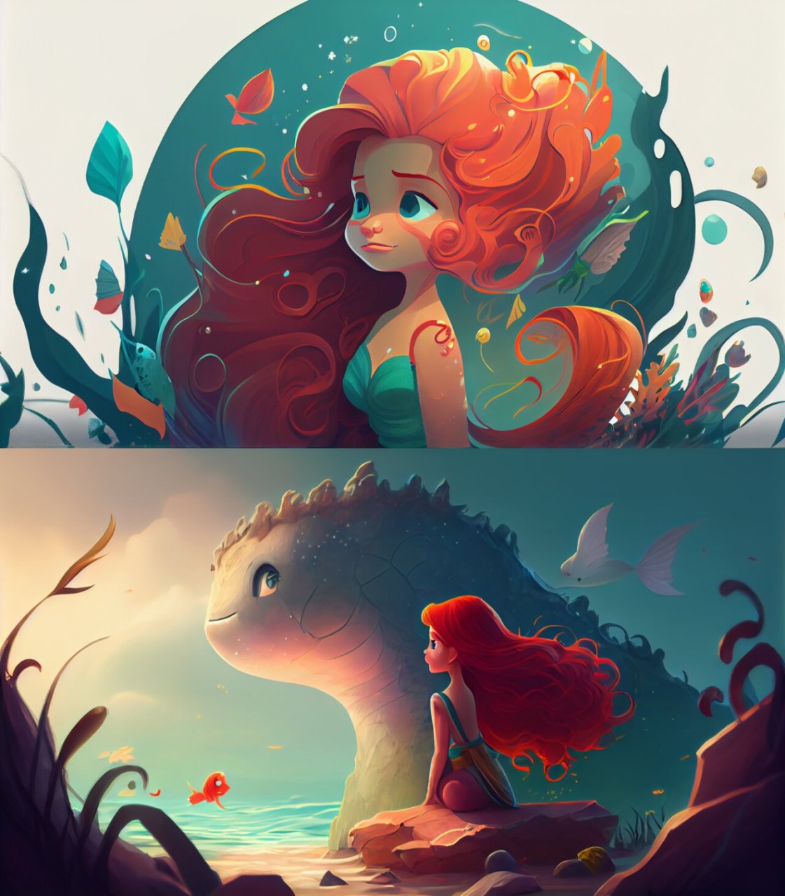 海的女儿,插画卡通壁纸多图 从远方来的一位小公主,她的名字叫海莉娅.