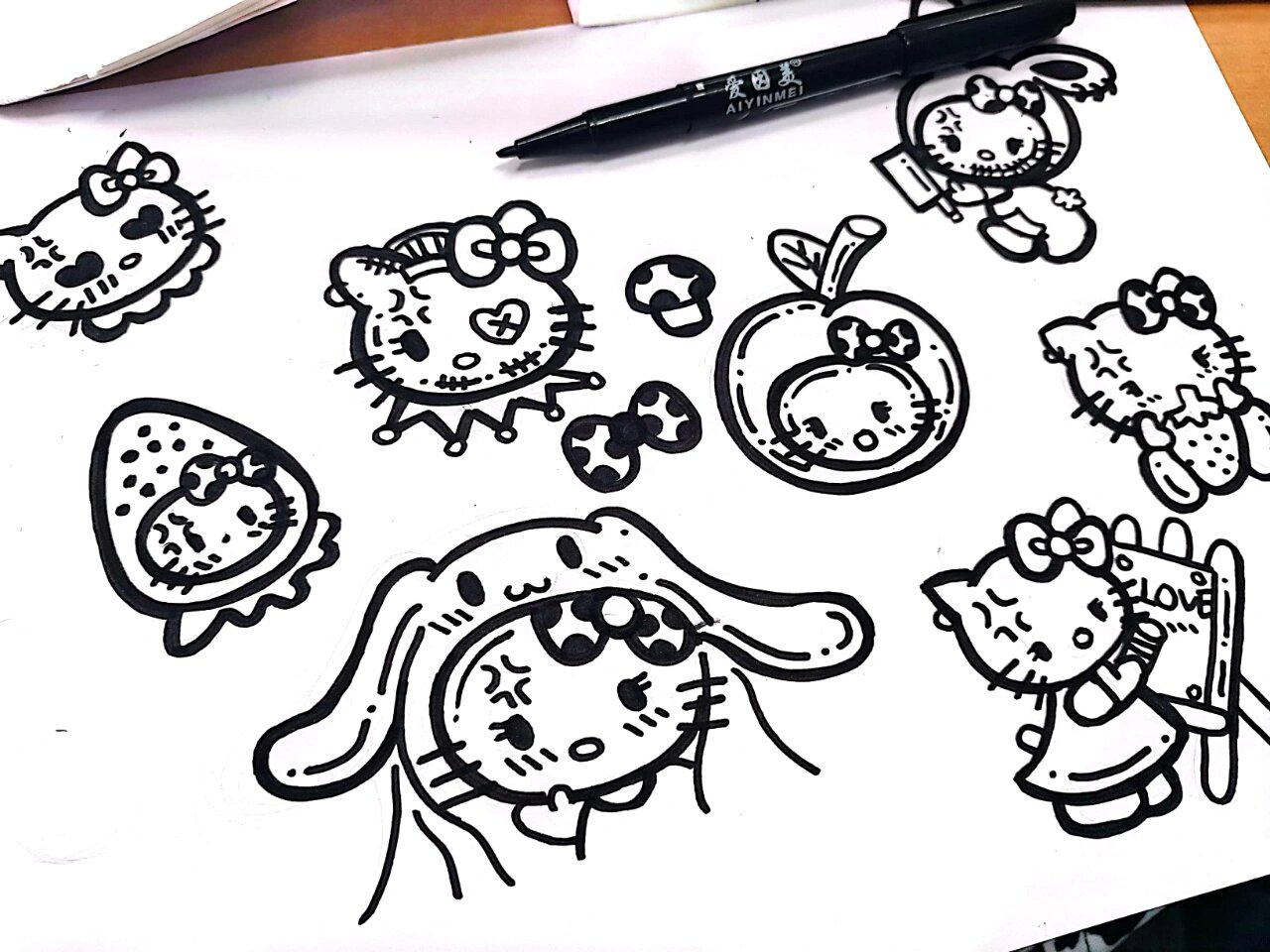 原创涂鸦 hellokitty原创 手绘 可爱 简笔画