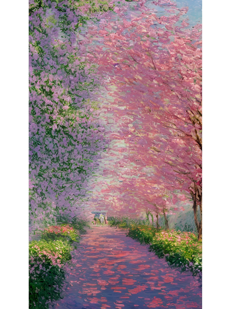 莫奈油画风壁纸 9478947894 开满鲜花的小路