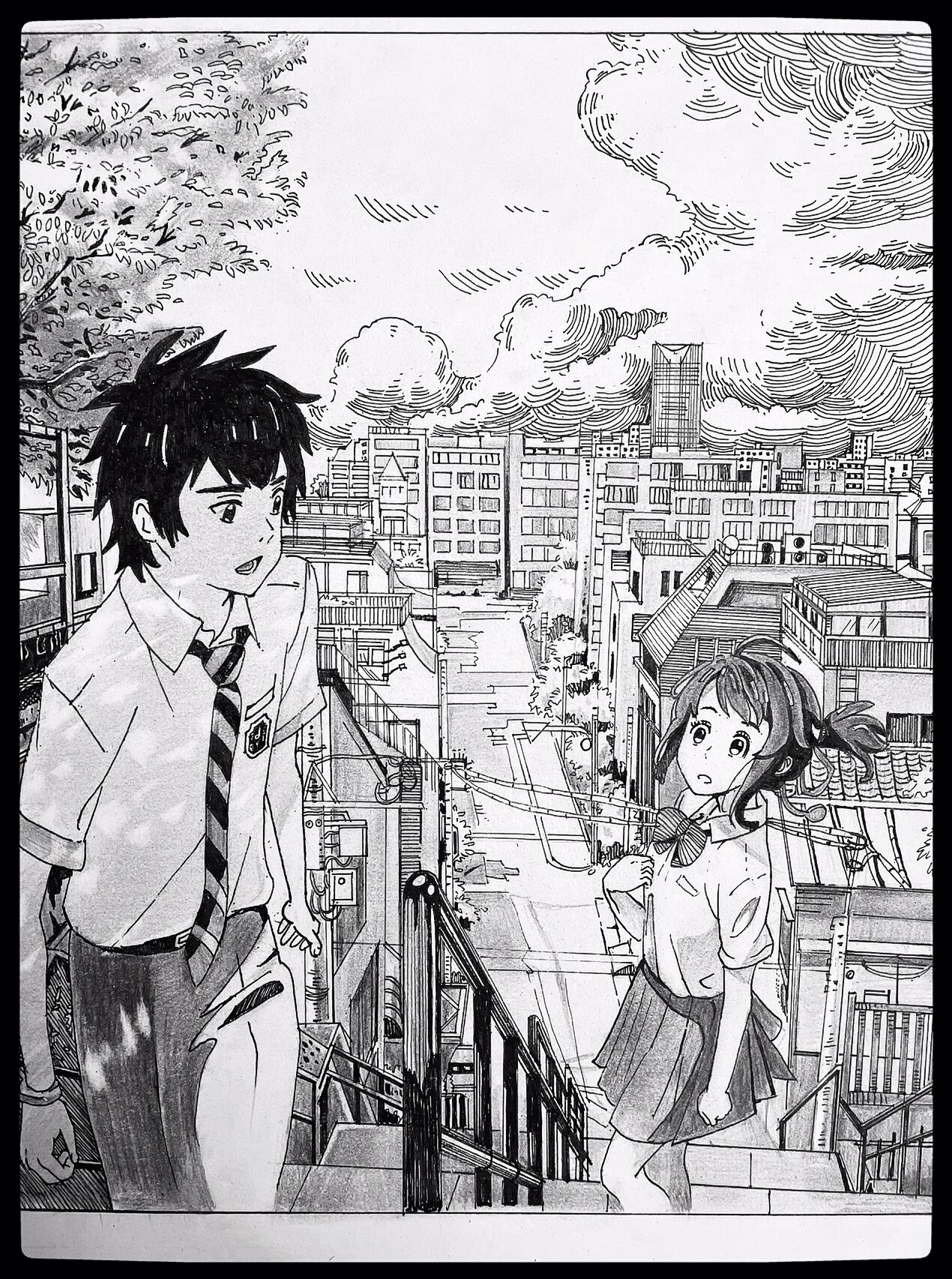 你的名字/挑战黑白画