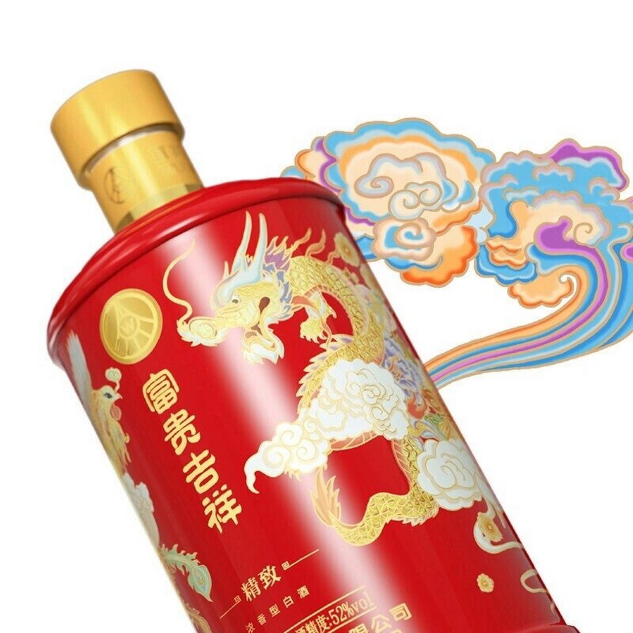 五粮液富贵吉祥 婚宴专用 以中国红为主色调,瓶身还拥有龙腾凤舞,鱼跃