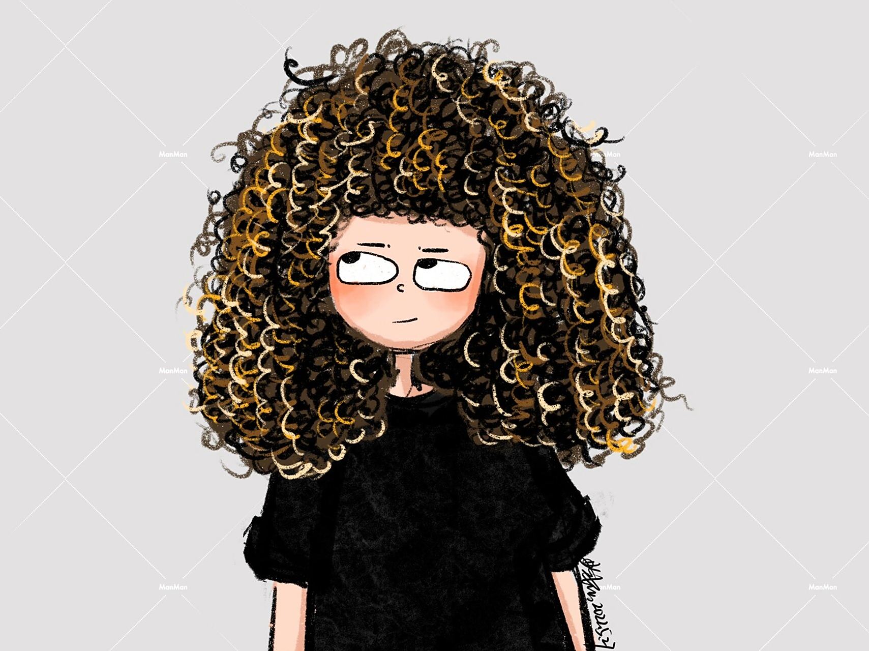 手绘头像表情包|爆炸头姐妹篇 #procreate绘画# #手绘头像# #手绘