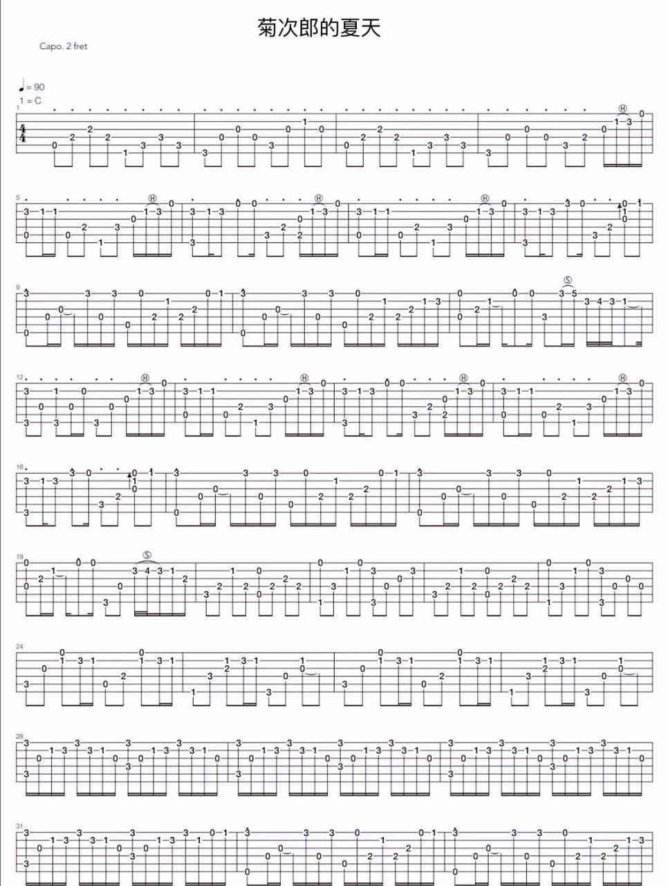 《菊次郎的夏天》简单版吉他谱 简单的版本哦快练起来吧!如侵删