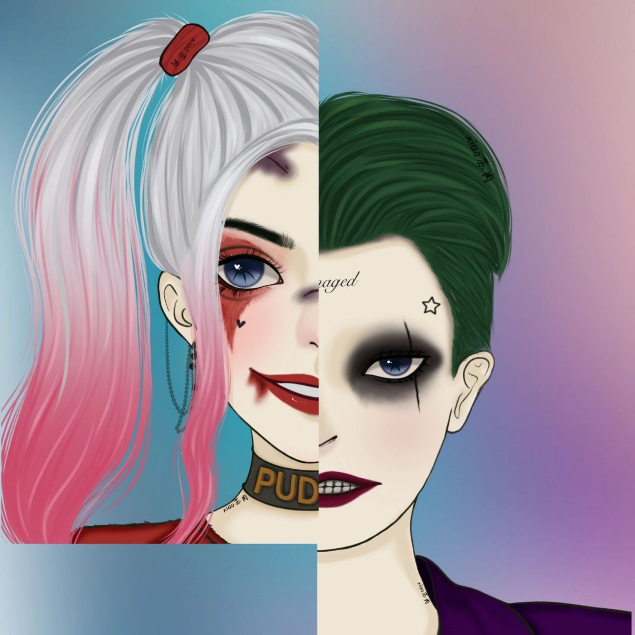 情头|哈利奎恩和小丑 哈利奎恩真的好漂亮 又美又飒又可爱