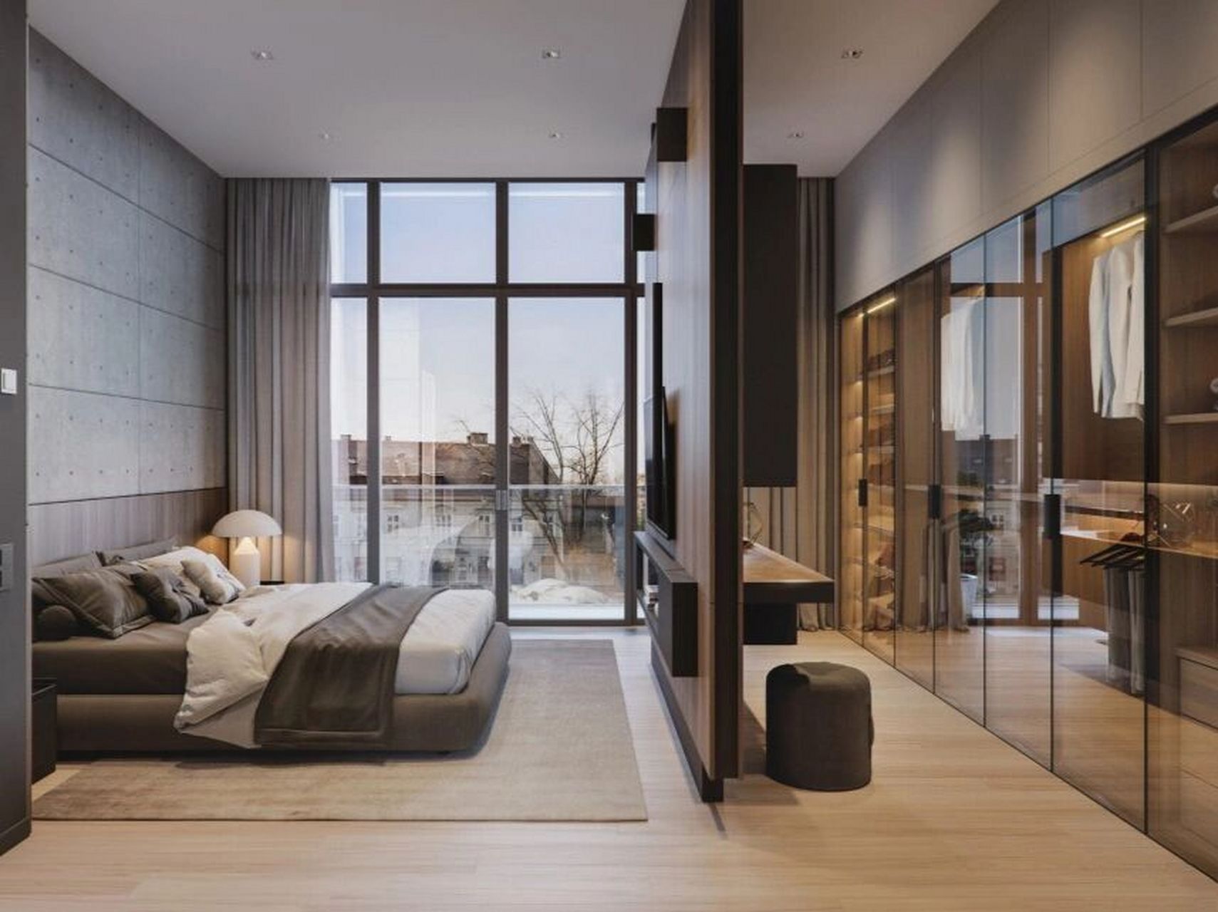 卧室床头不靠墙,加30cm装柜子,多个衣帽间 今天跟大家分享一组卧室