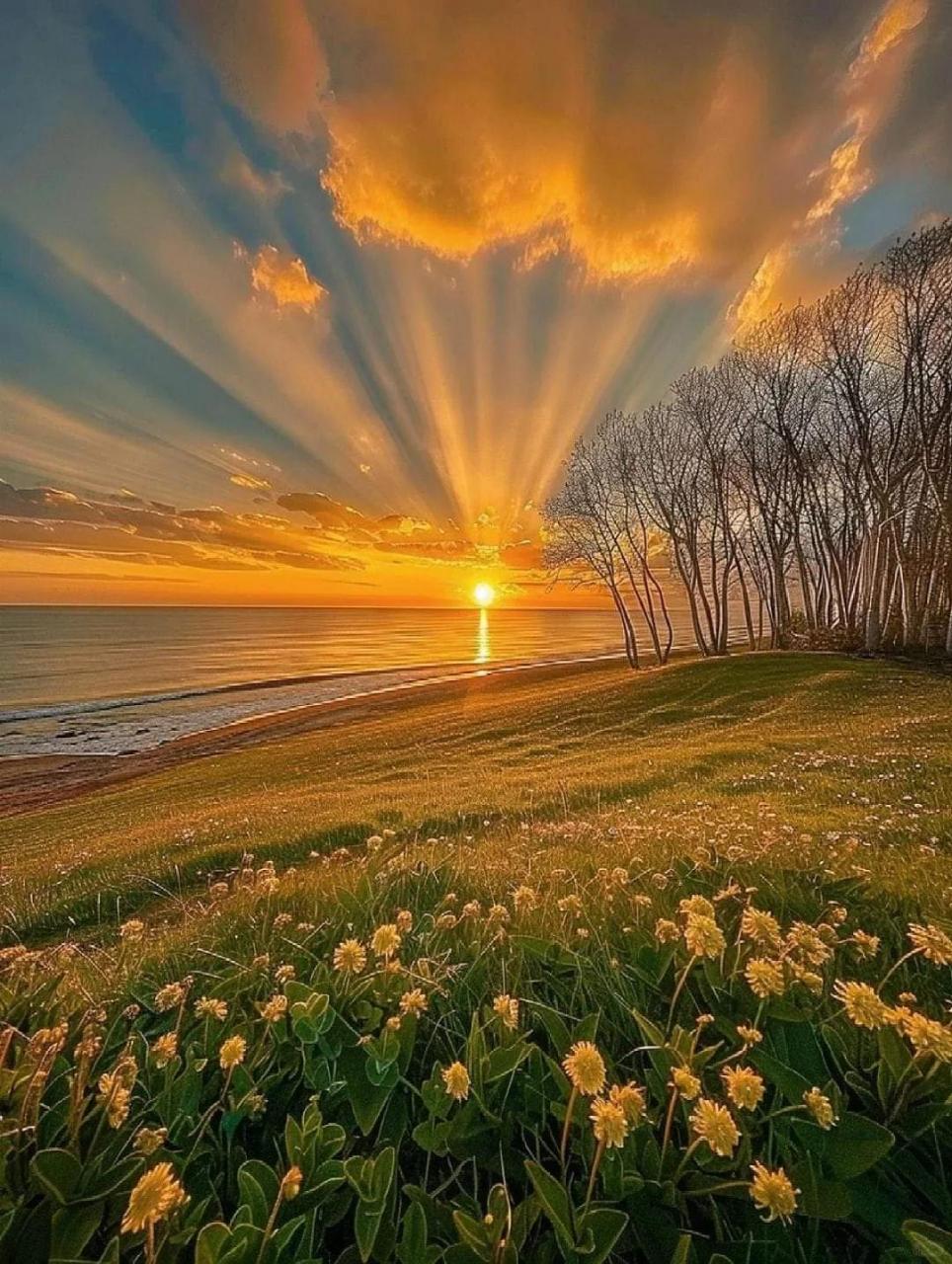 落日风景美如画 那一抹绚丽晚霞 夕阳下的美