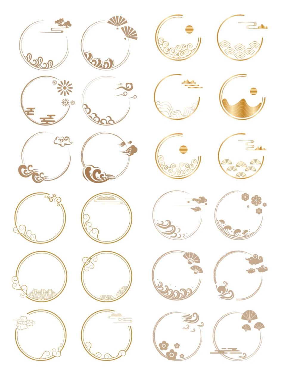 国潮97古典花纹祥云圆形边框素材第五期 78今日素材96 93复古