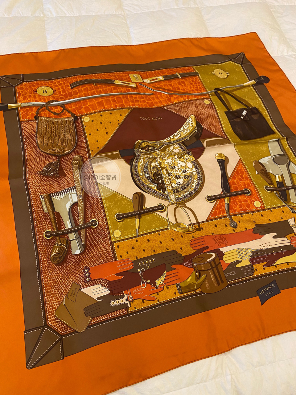 👋⚒爱马仕丝巾tout cuir橙色|鳄鱼birkin 👋主题:tout cuir 全