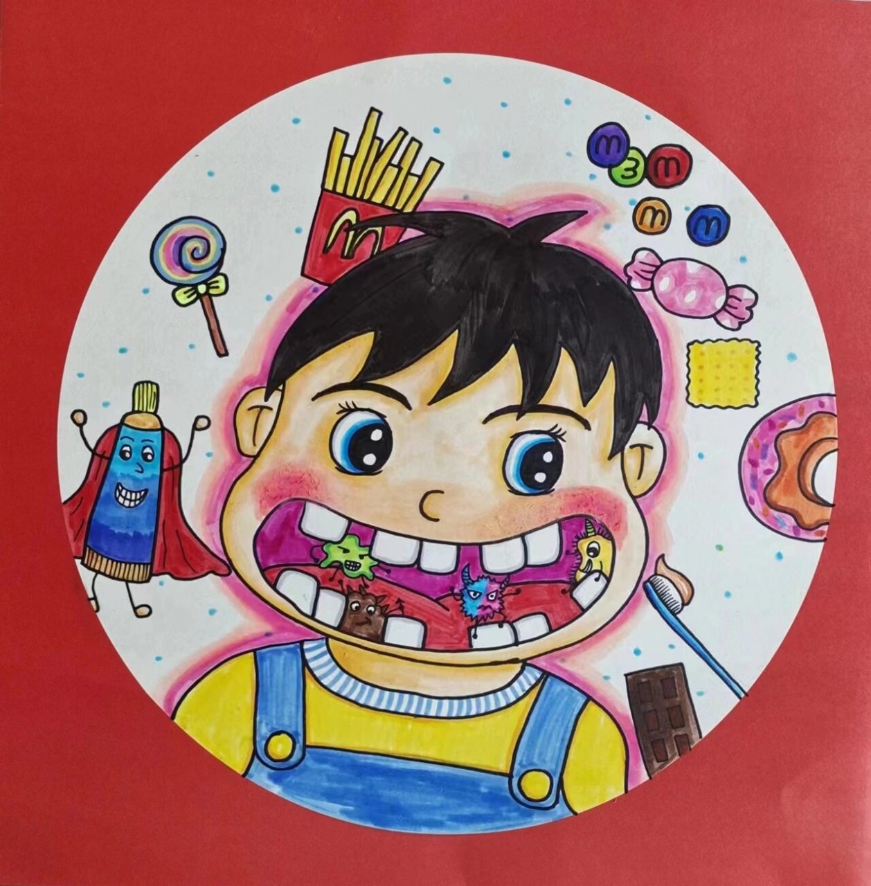 保护牙齿5-7岁儿童画 #儿童美术# #牙齿保护计划# #少儿美术