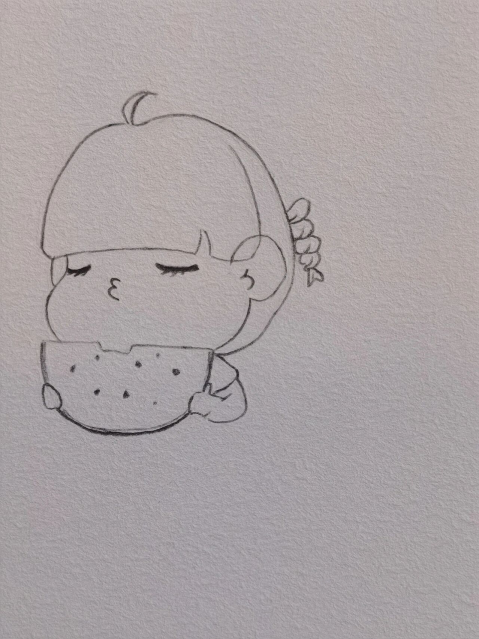 【简笔画 过程78】画个吃西瓜的小女孩91 "夏天,你吃西瓜了吗?