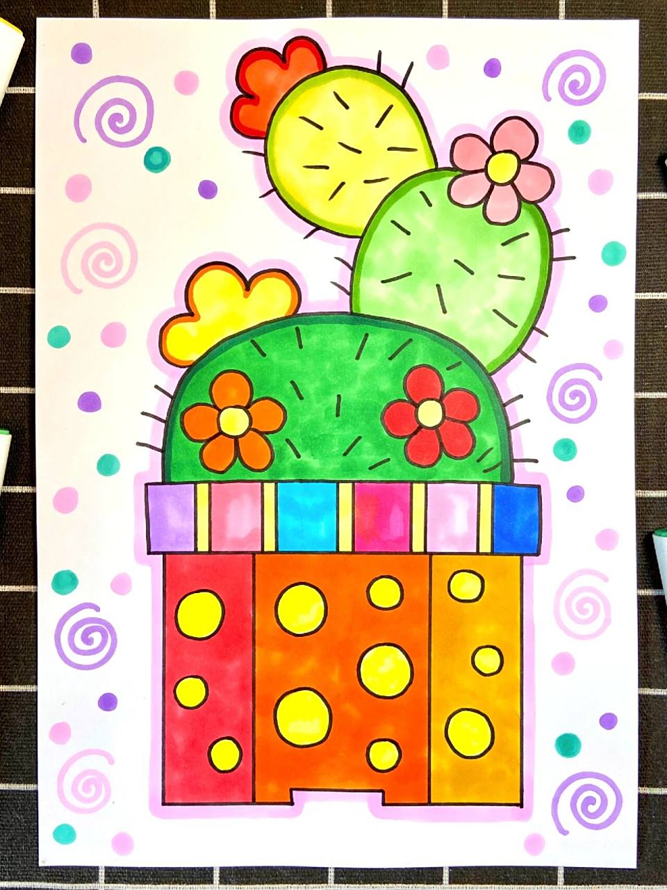 【可爱仙人掌91】儿童画创意简笔画(含线稿) 9678787878