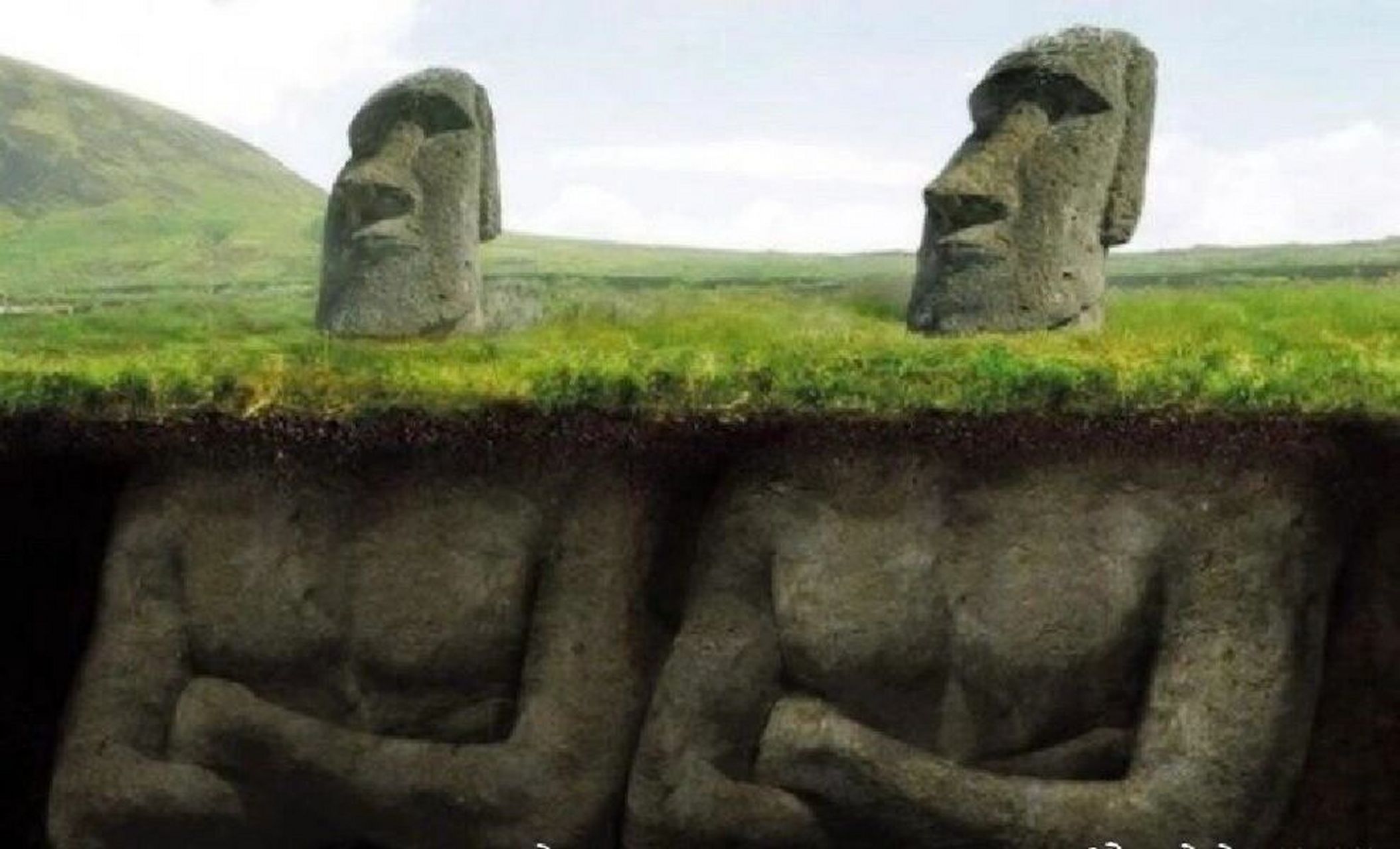 复活岛神秘巨石像,居然有"下半身"?