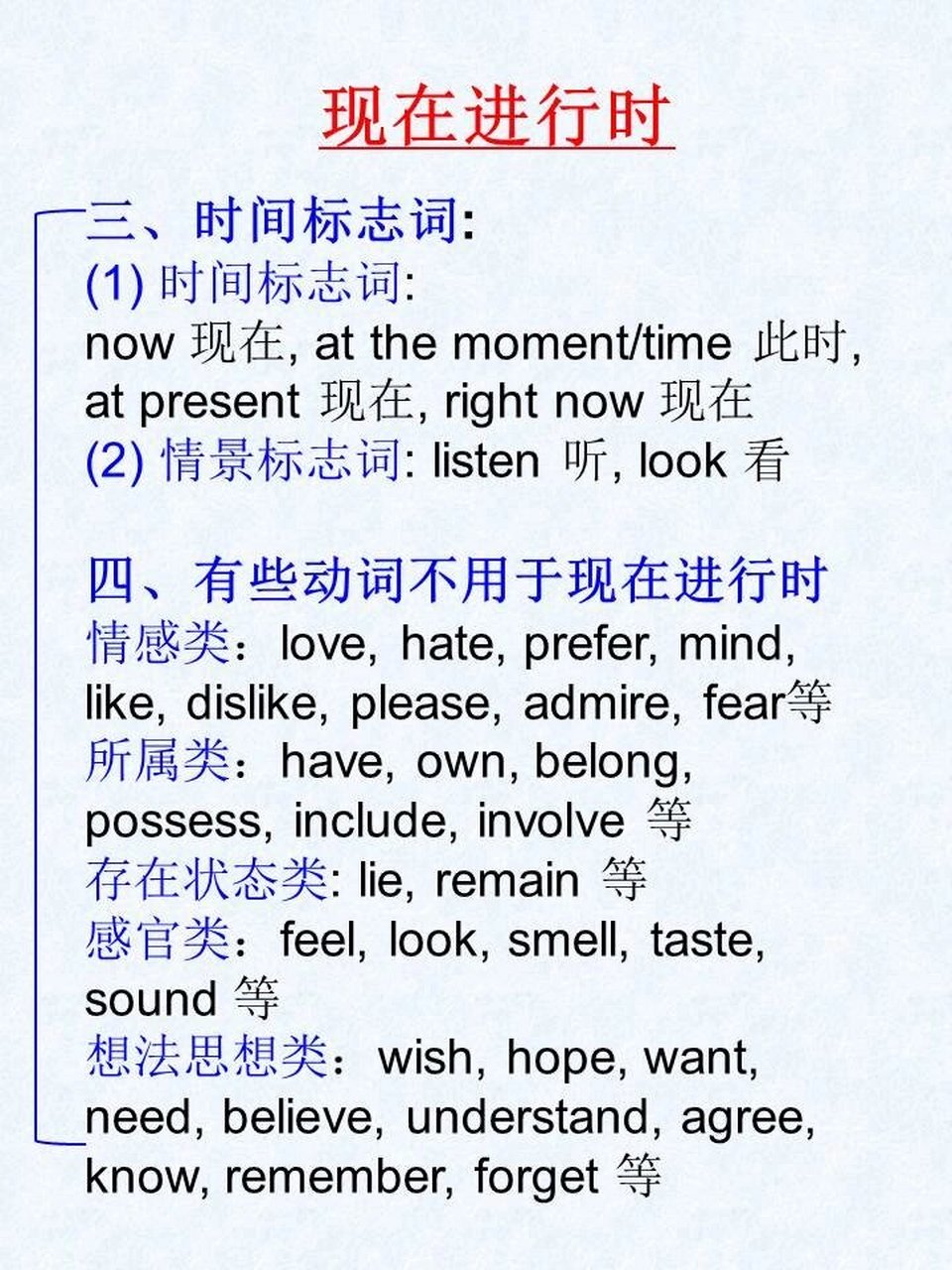 现在进行时详解 - 用法/结构/标志词/特殊