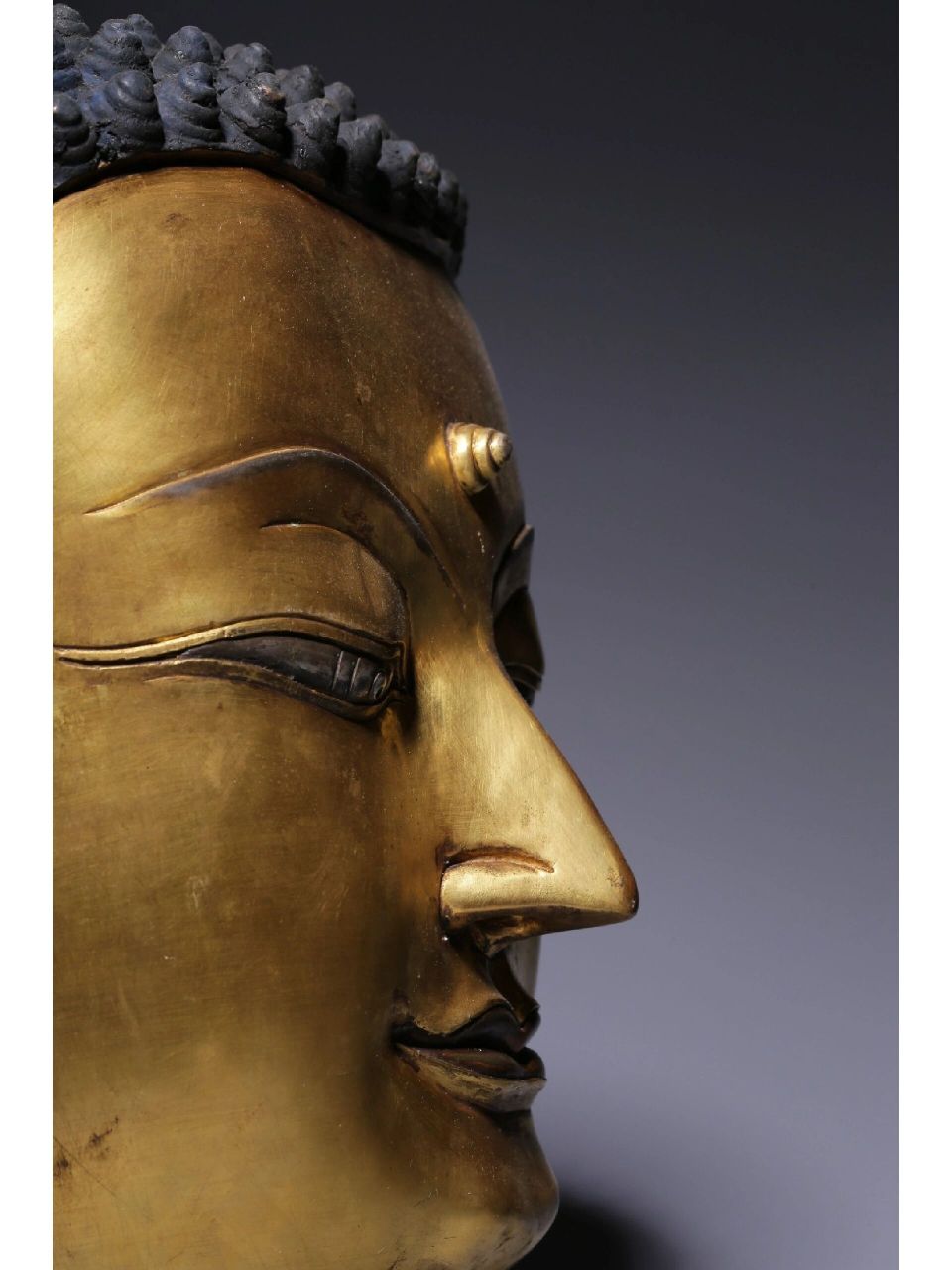 清代铜鎏金释迦牟尼佛头 清代,铜鎏金释迦牟尼佛头 高40.