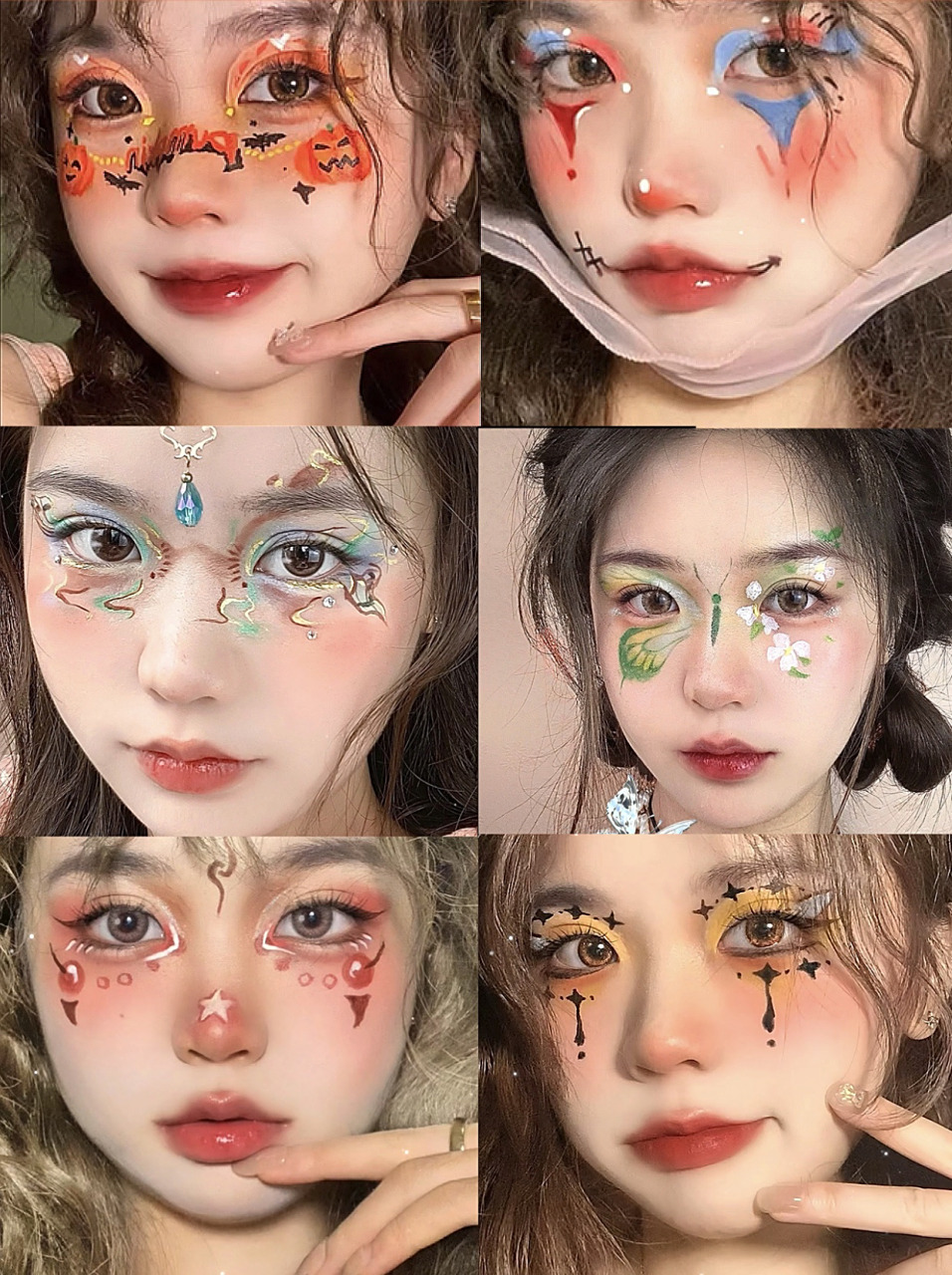 面部彩绘妆容分享 ;  这个姐姐好会画,啥时候有空画一个