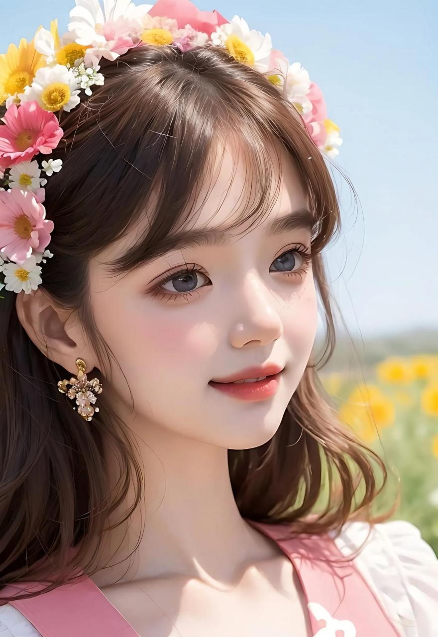 头戴花环的少女