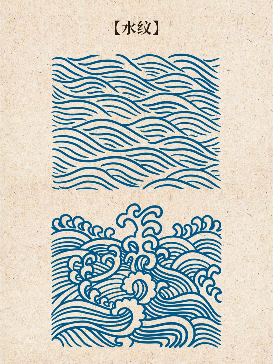 每日一画|【中国传统纹样图案】|水纹 【介绍】水纹是刻画水的形态的