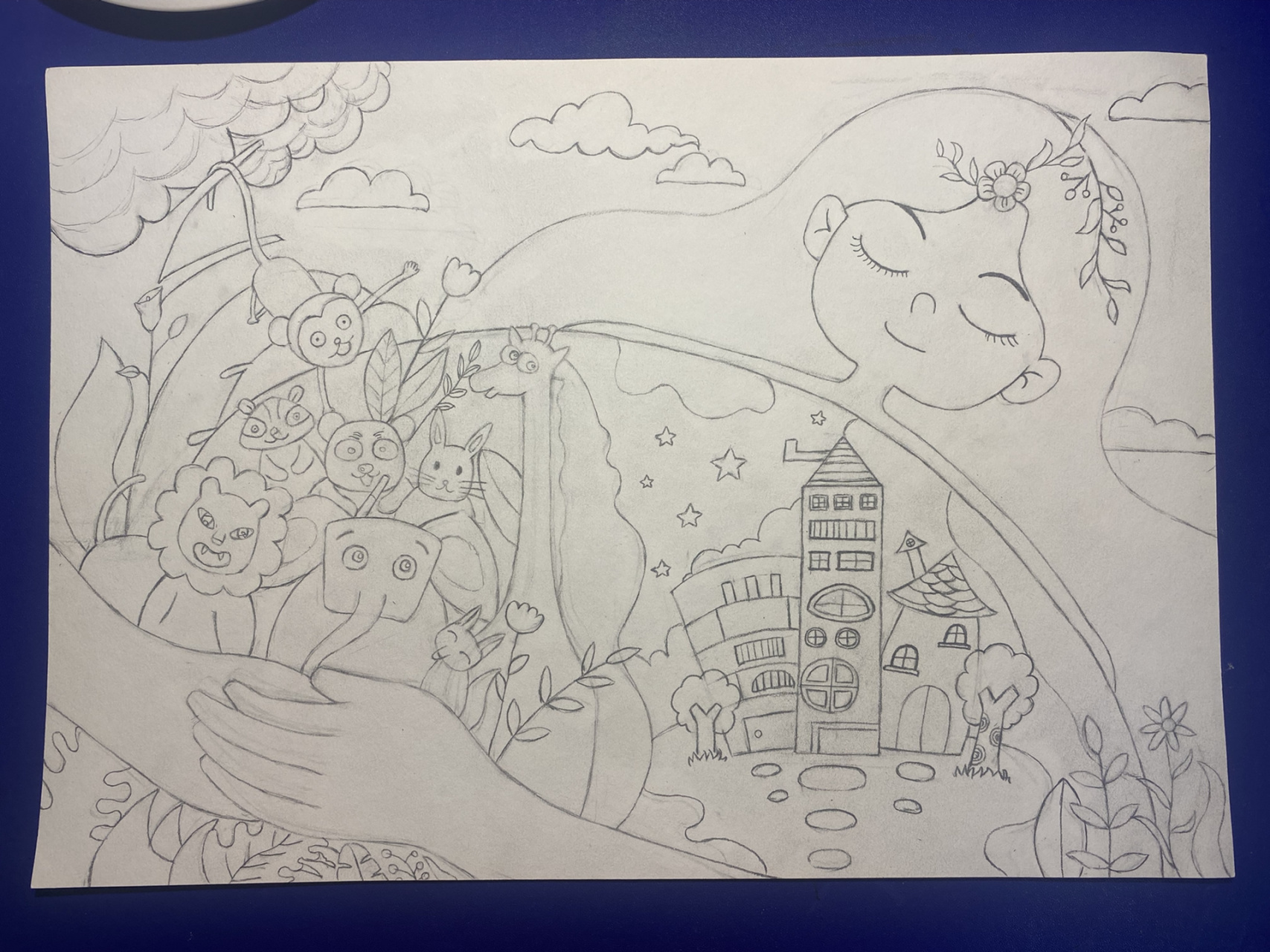 幼儿园绘画《梦想家园》 画完感觉自己马克笔颜色太少,有重新买全套