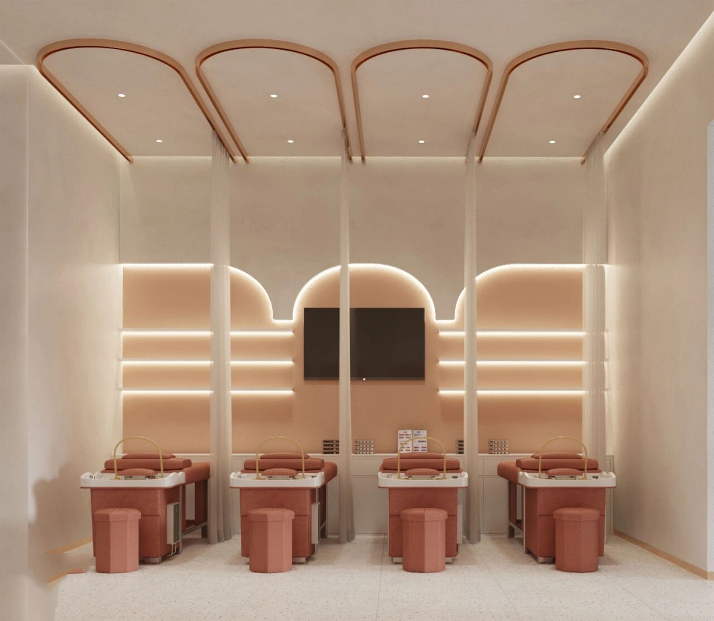 70㎡茶氏家族美发头疗养发馆-设计案例 【美业店铺装修设计案例343】