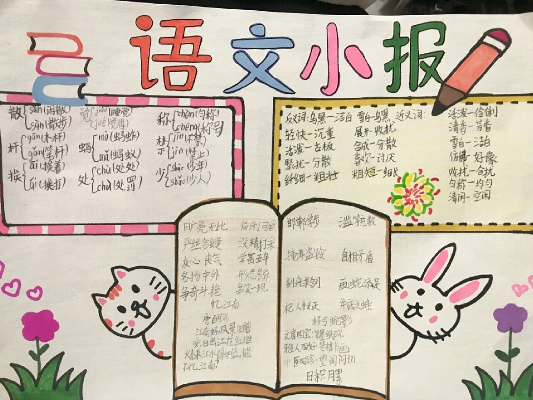 三年级手抄报(语文,科学,年历) 前三张分别是三年级下学期的语文小报