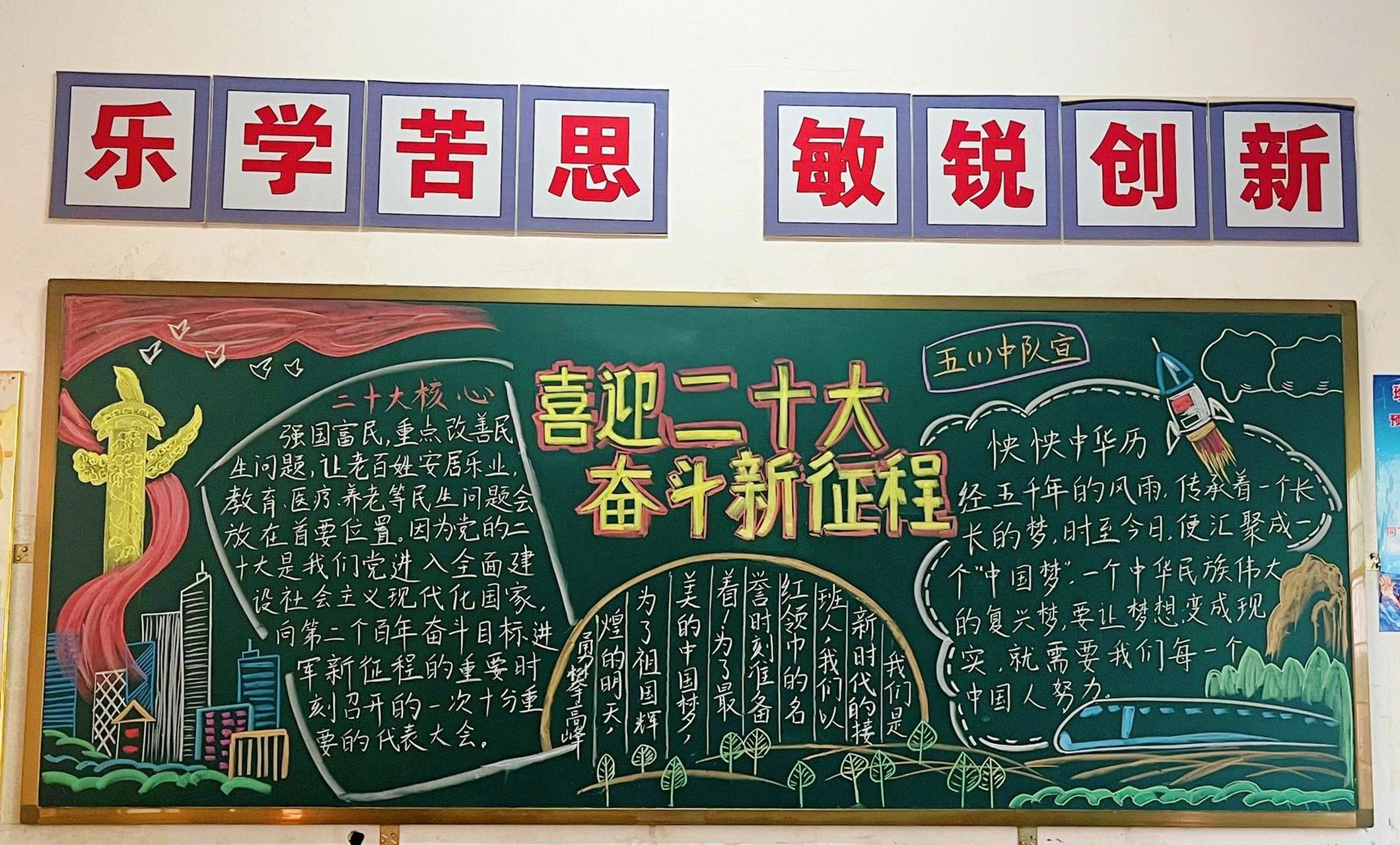 喜迎党的二十大黑板报,奋斗新征程   庆国庆黑板报