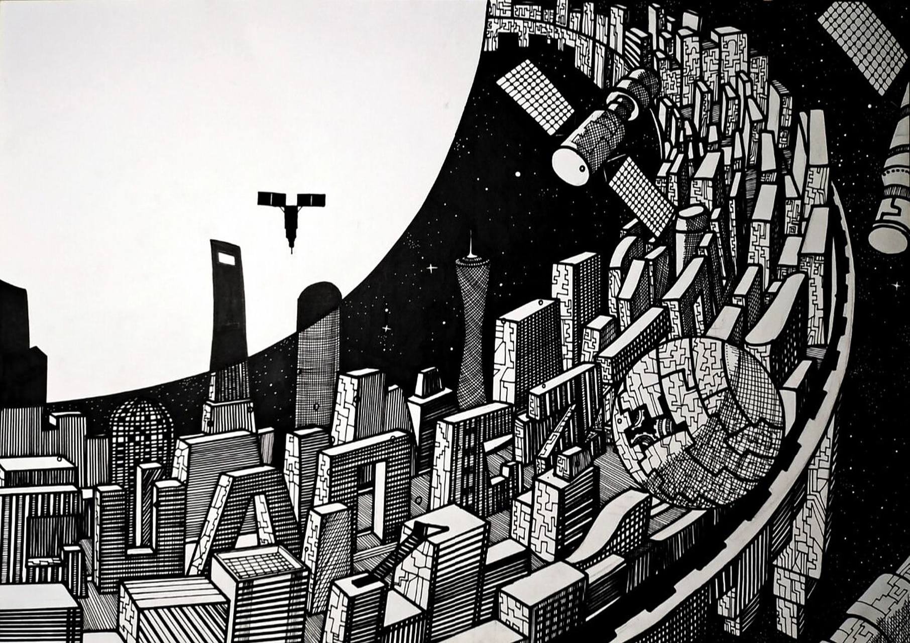 2,乱七八糟起了个稿子. 3,勾线描边设计黑白灰.