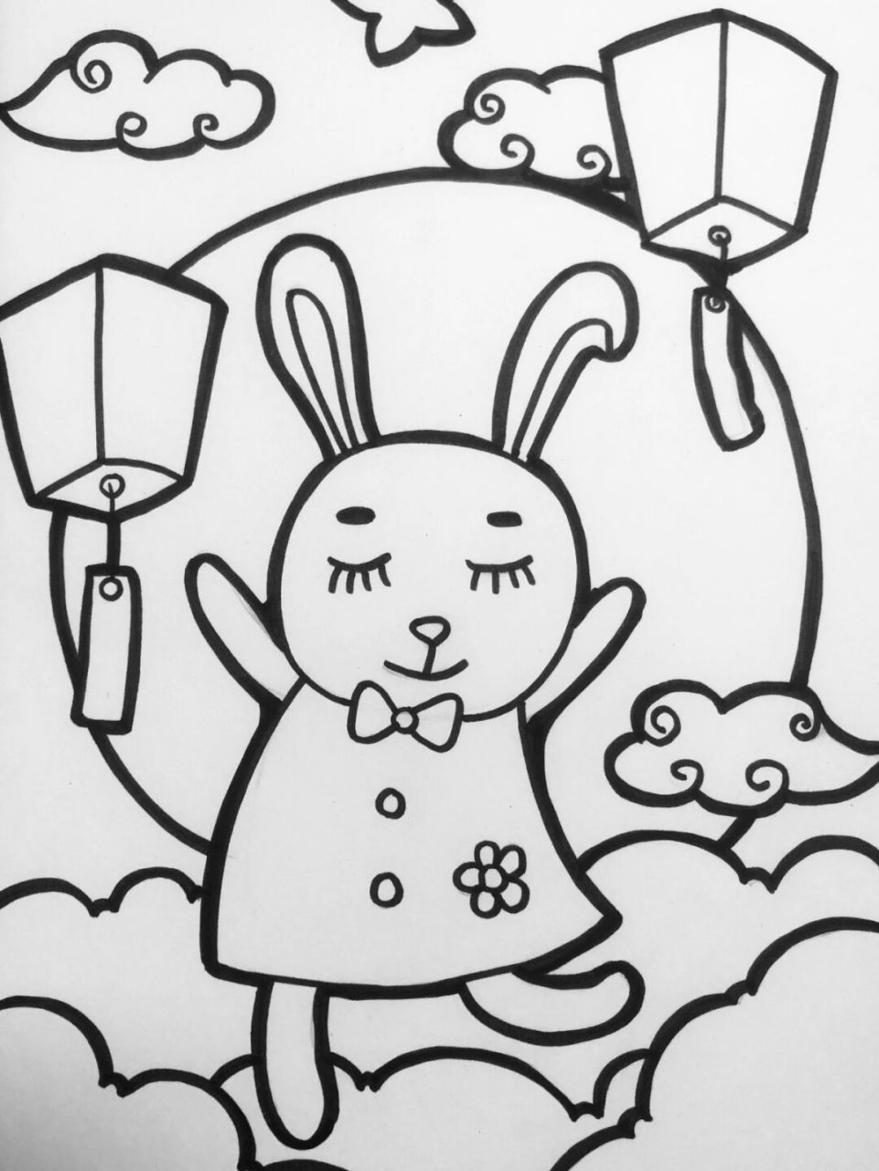 中秋节儿童画 #画画# #中秋# #兔子