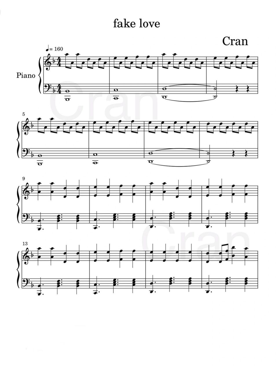 fake love钢琴谱