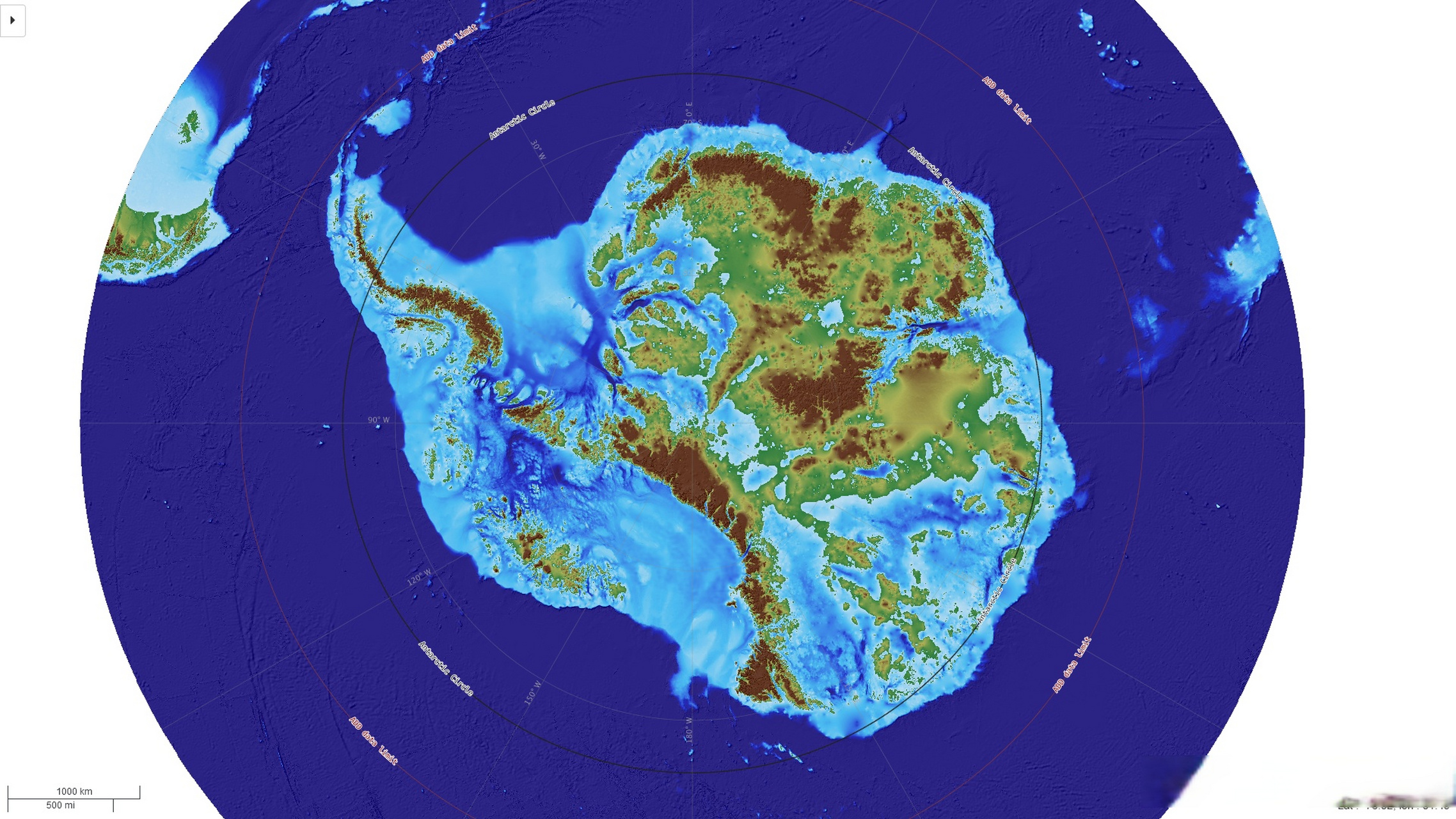 南极冰盖下的大陆地貌