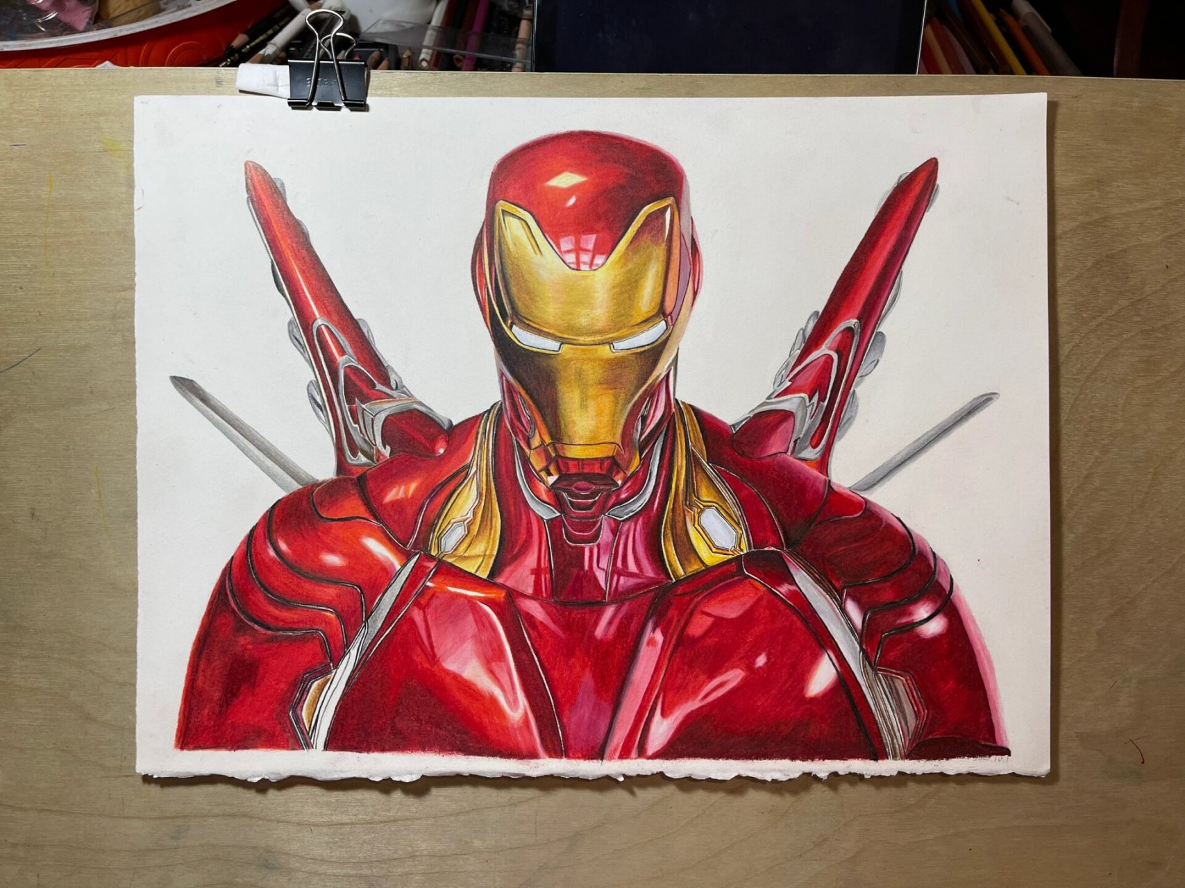 钢铁侠mk50 纯彩铅.钢铁侠mark50 . 获多福纸.