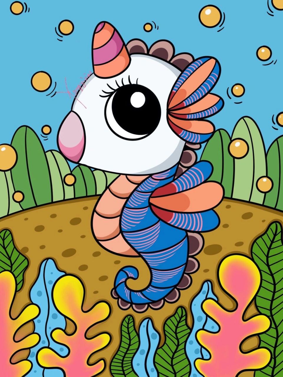 《海底世界》 儿童创意画 适合年龄:5-8岁 绘画工具:procreate或者