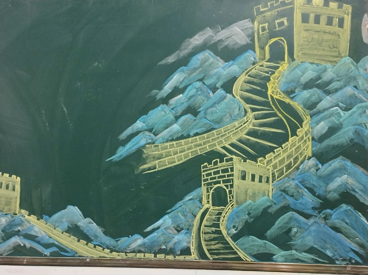 黑板报临摹长城