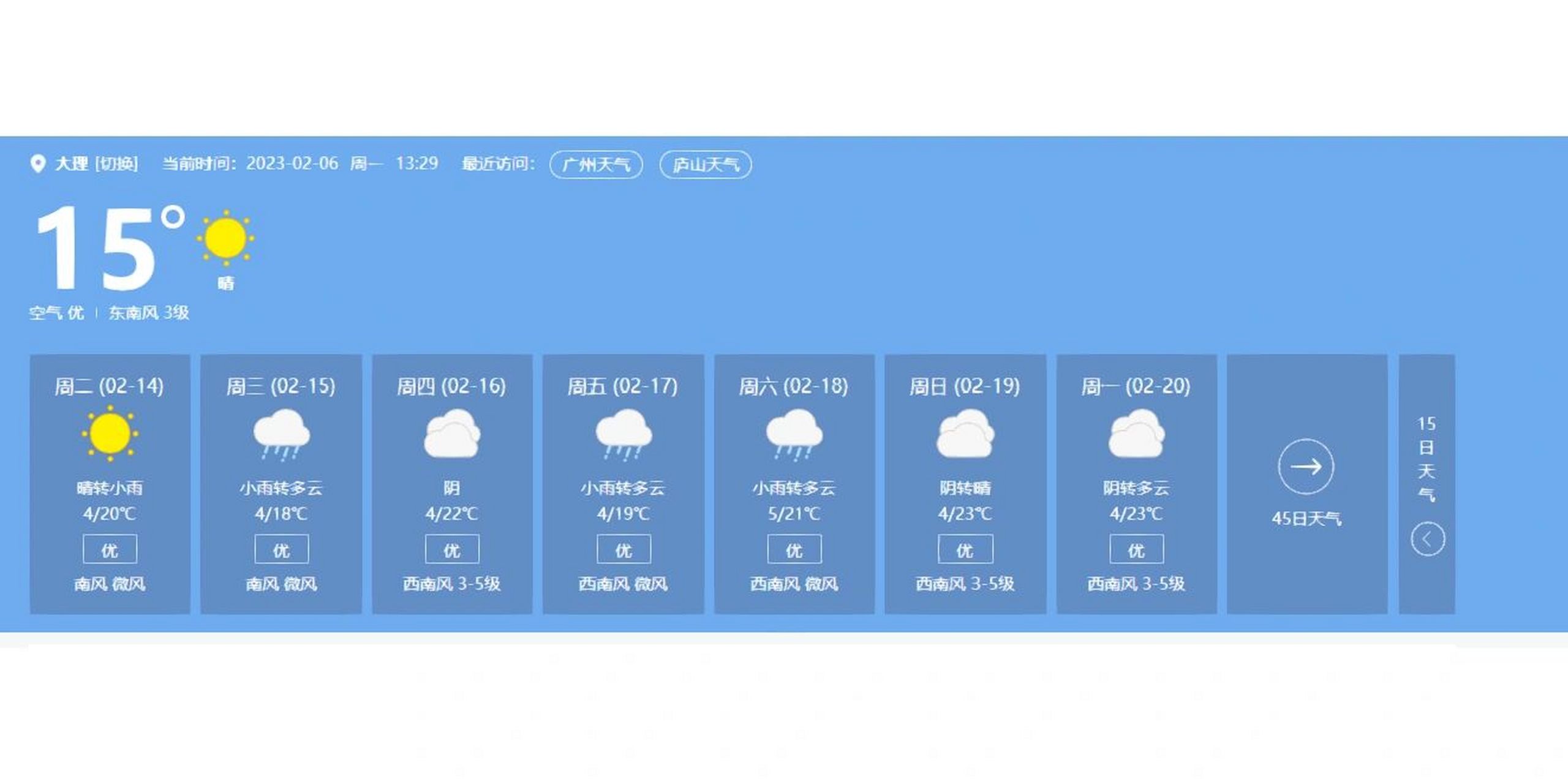大理天气 预定了2月15号到大理,一直下雨?可信吗?