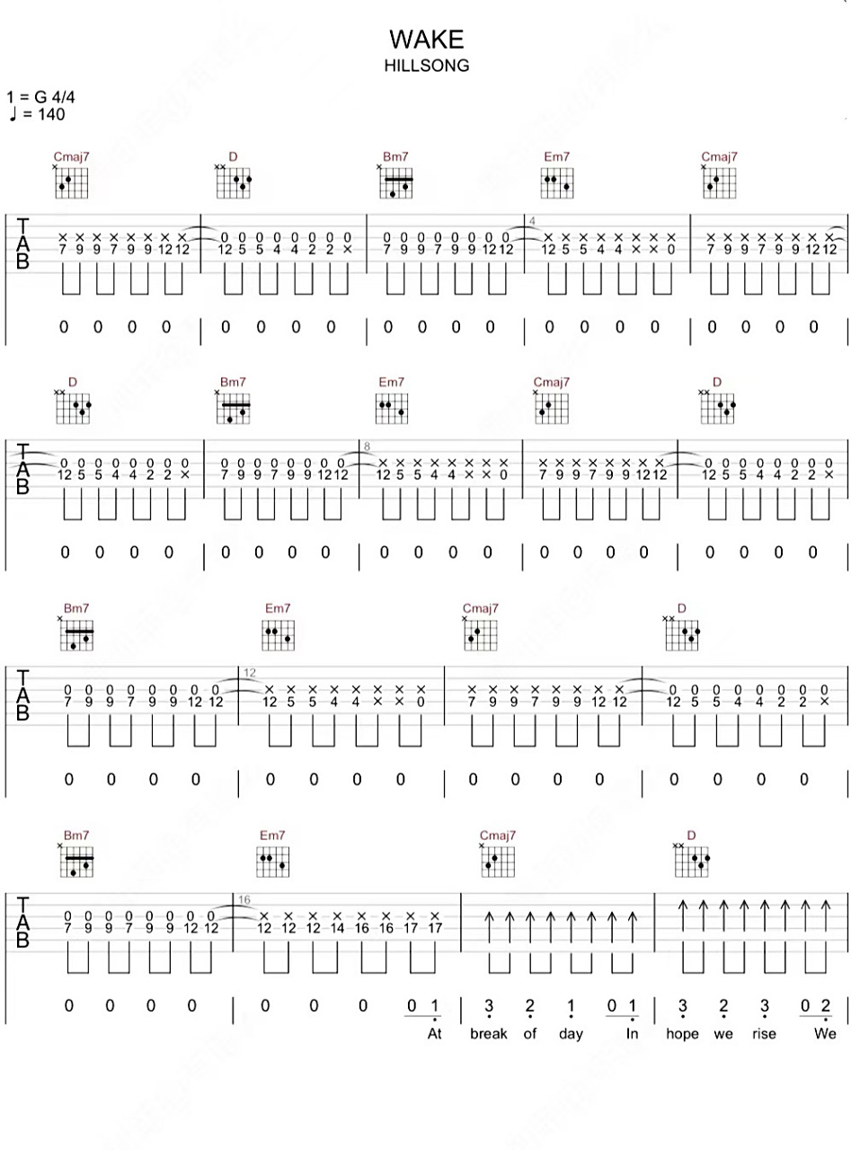 wake 吉他弹唱谱