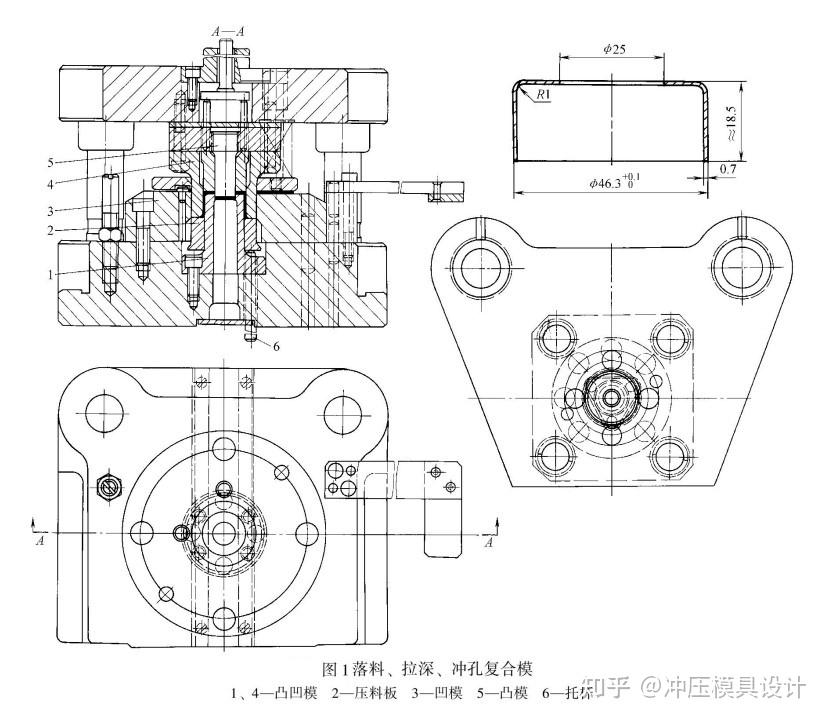 成形模结构图落料类经典复合模结构