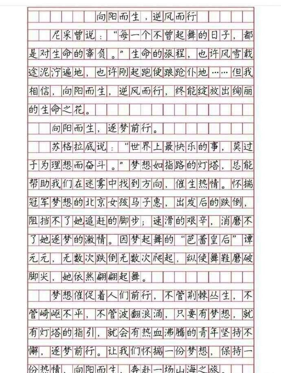 优秀作文摘抄《向阳而生,逆风而行》