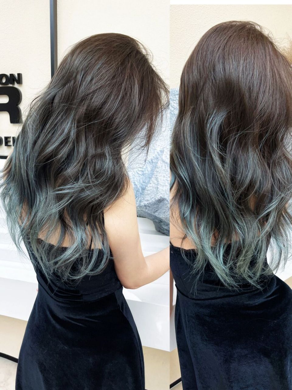 超美的湖蓝人鱼发尾染02大爱97 之前跟风尝试了巴黎画染 几个月后