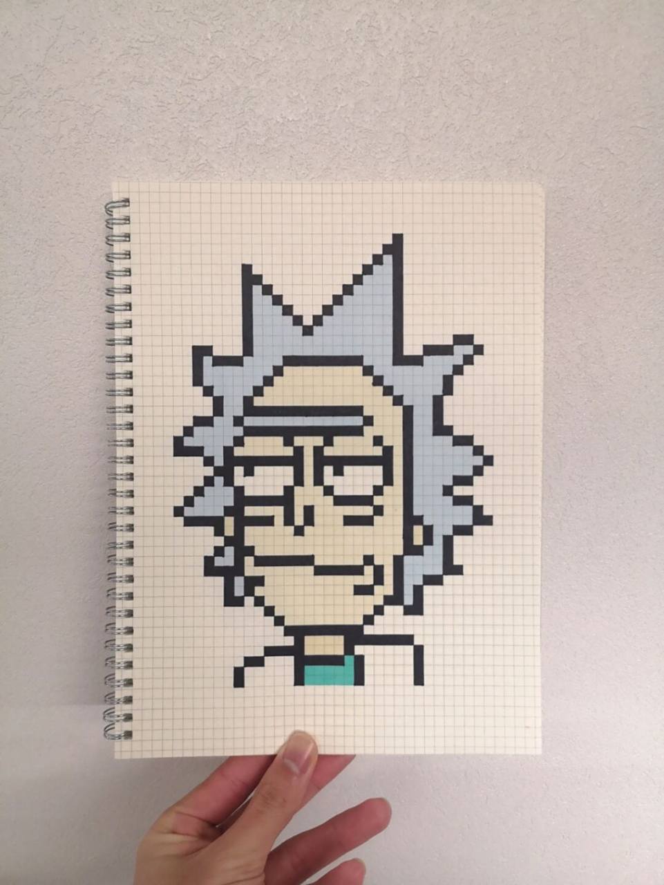 像素画:《瑞克和莫蒂》瑞克 网格本:a4 原图:@黑_文 #像素画# #瑞克和