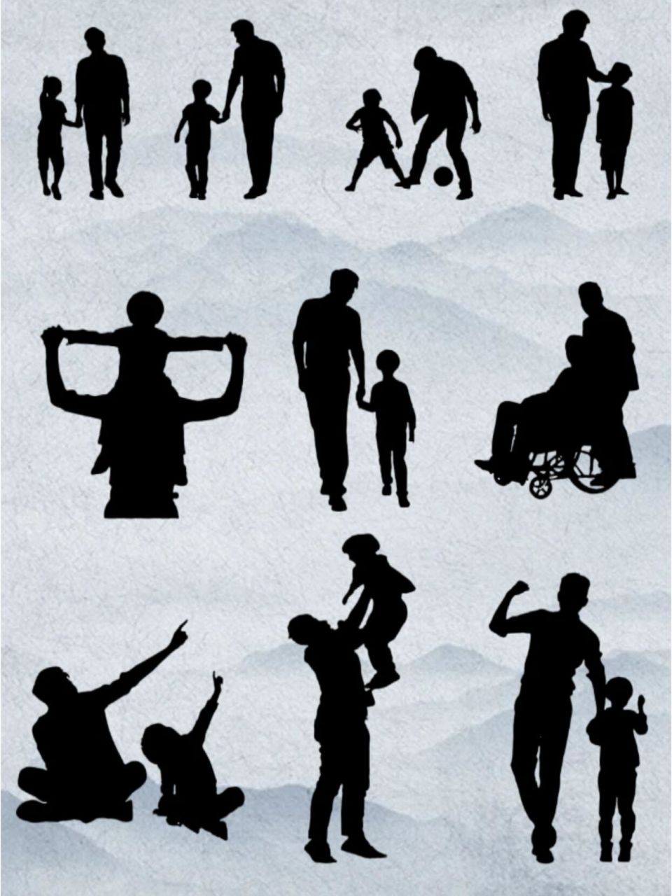 201素材|父爱如山 剪影 插画 艺术字🌹 父亲节快到了,分享几组父亲