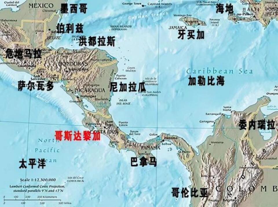 哥斯达黎加的地理位置哥斯达黎加是中