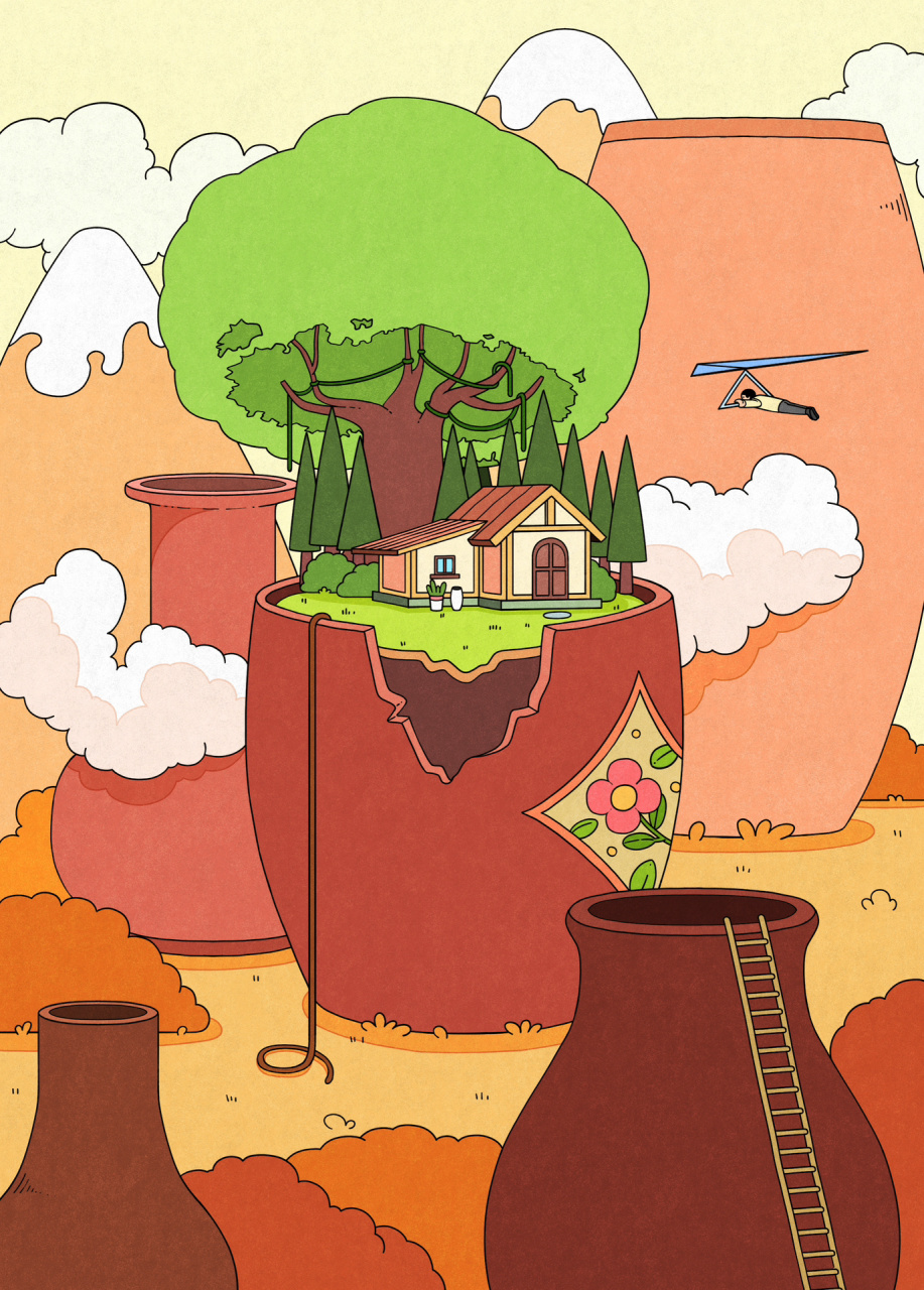 原创插画《微观世界10》 以为是乏味的城市,却遇见彩色的梦和许多美好