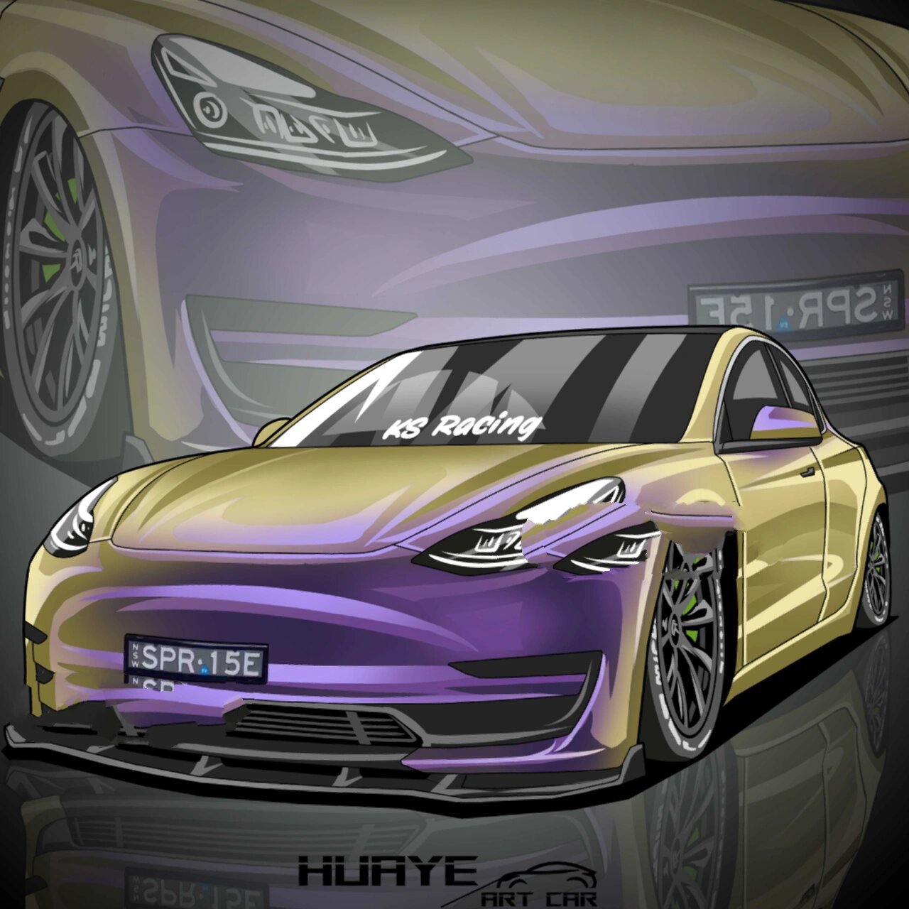 手绘汽车头像|特斯拉