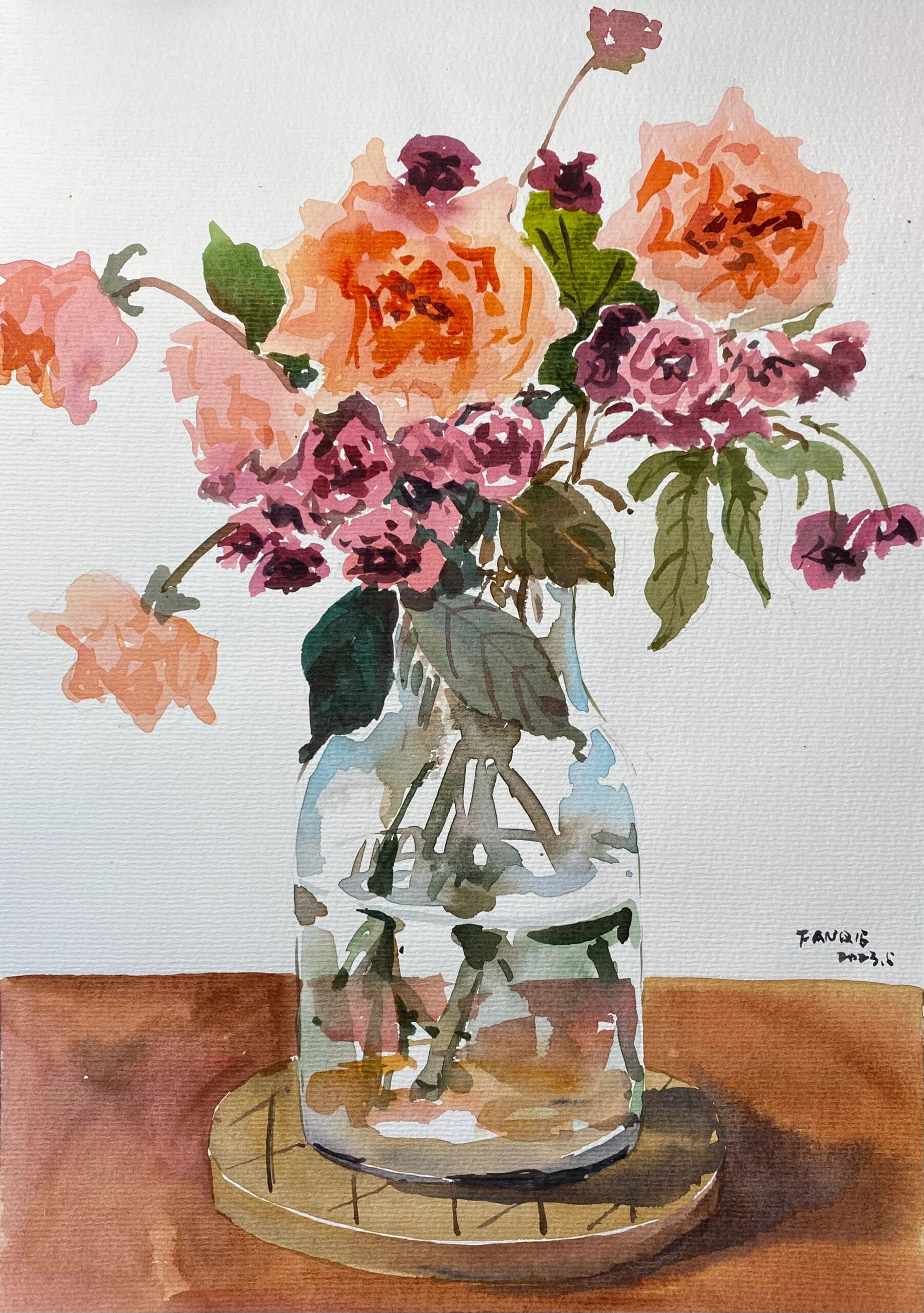 有習水彩团练|8k花卉(附素材)  我也没想到原来画大画这么痛快～ 素材