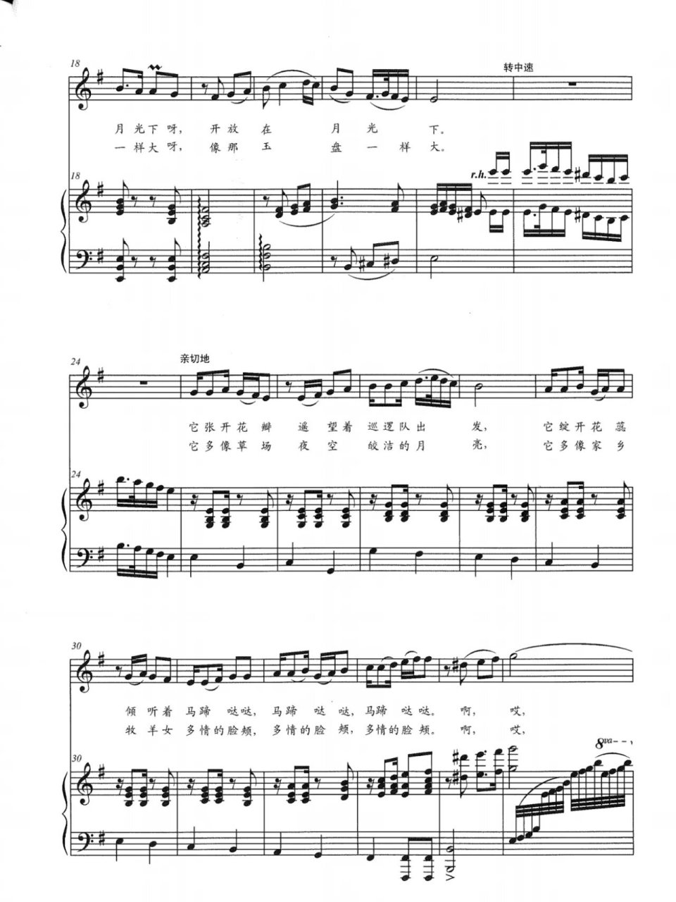 声乐歌曲《月亮花》正谱 《月亮花》声乐正谱