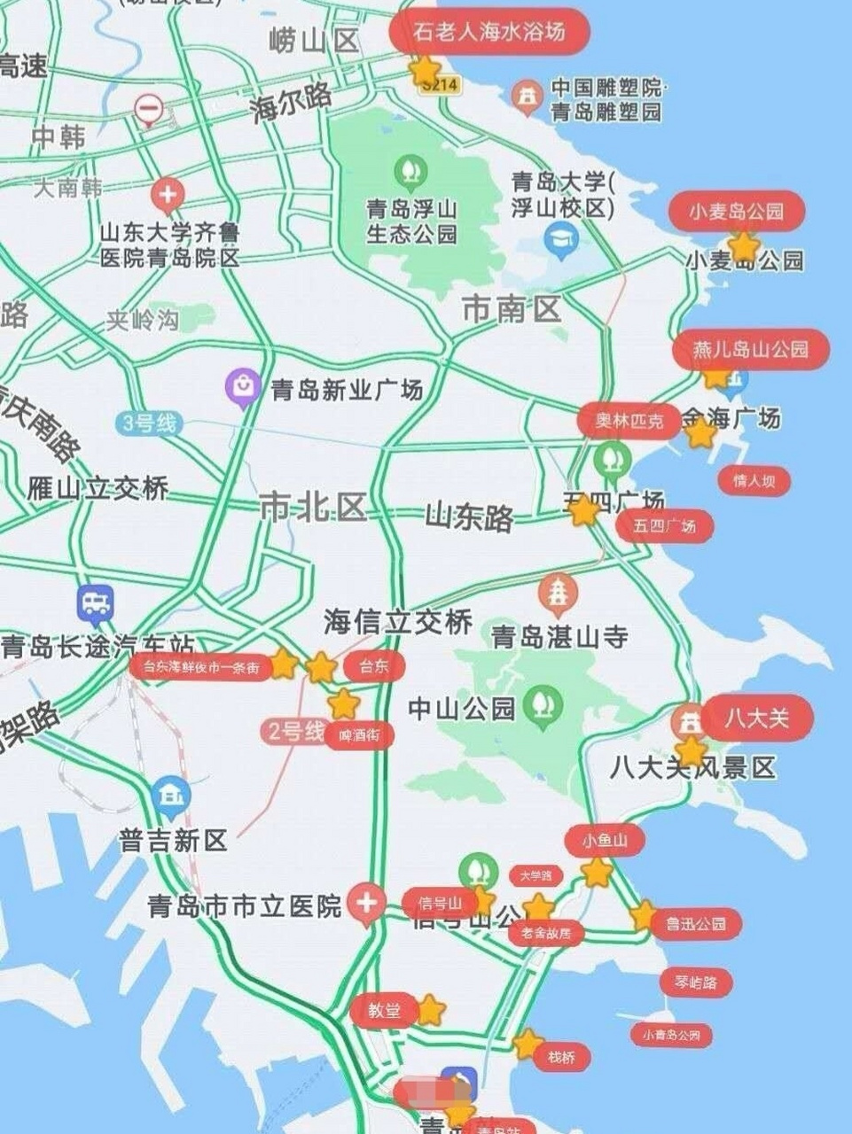 青岛实景地图图片