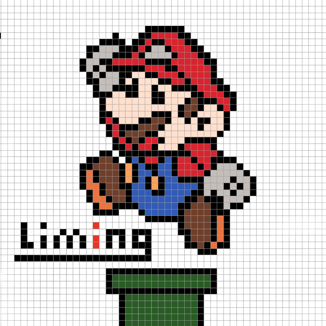 格子画临摹|day 41|马里奥(2) 27 x46