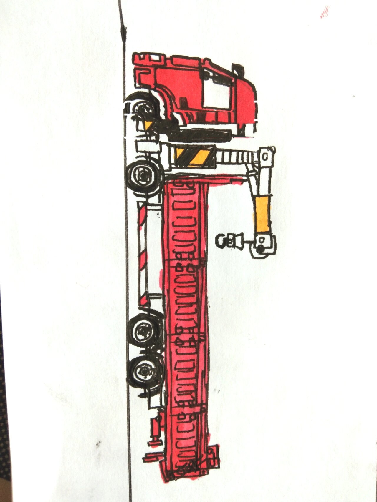 手绘大运重卡随车吊