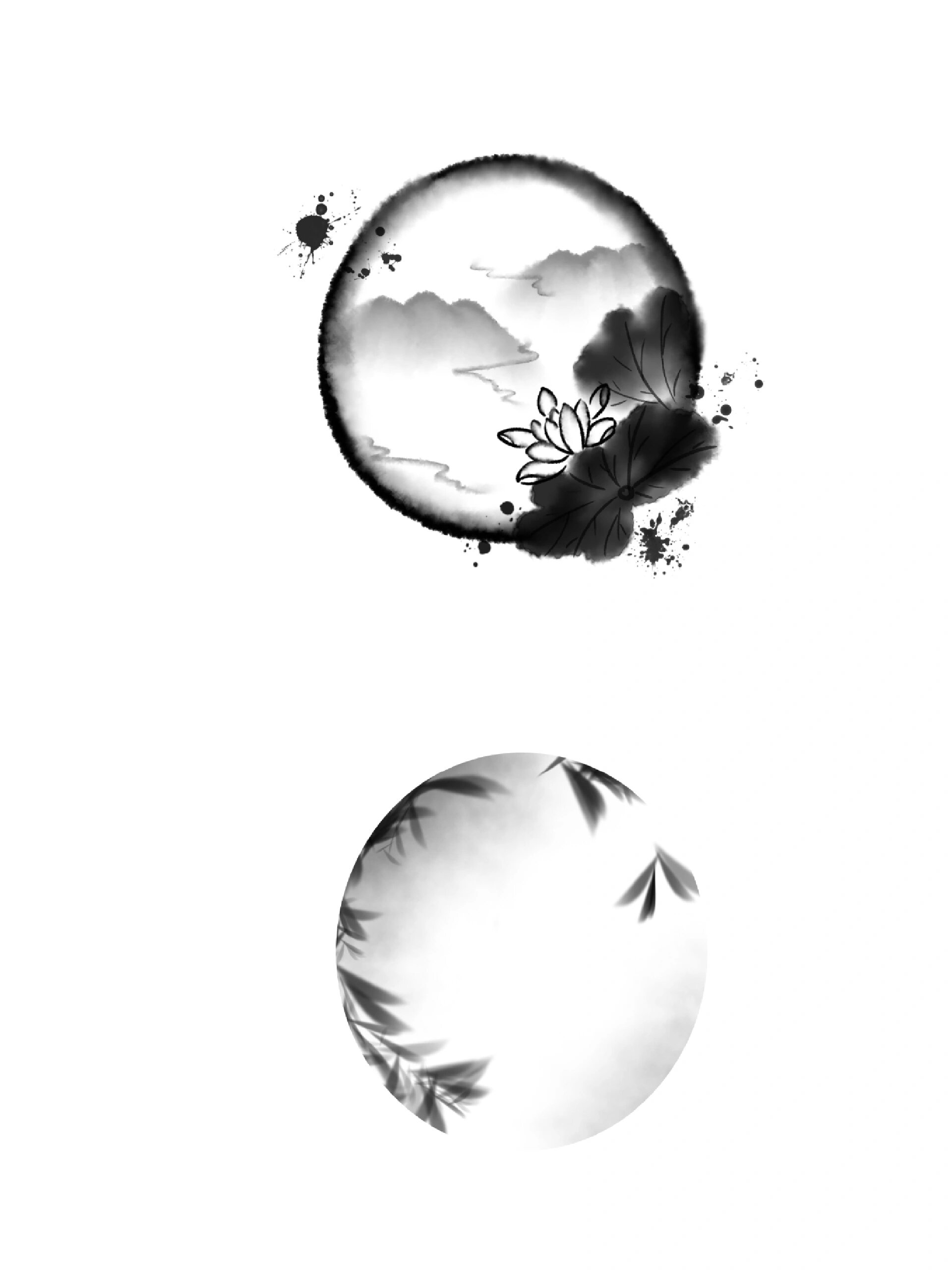 🔥国风水墨圆形边框素材